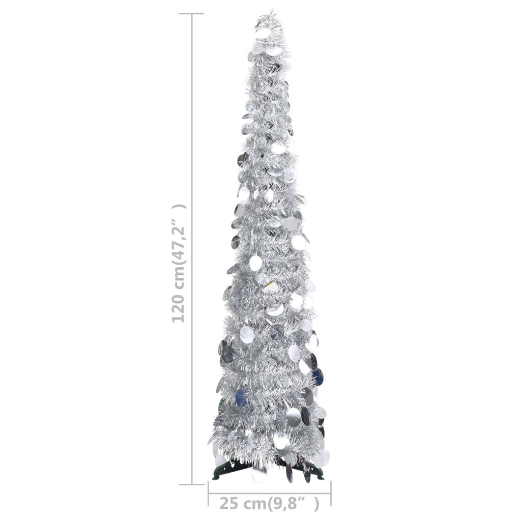 120 cm furnicato Künstlicher PET Künstlicher Weihnachtsbaum Pop-Up-Weihnachtsbaum Silber