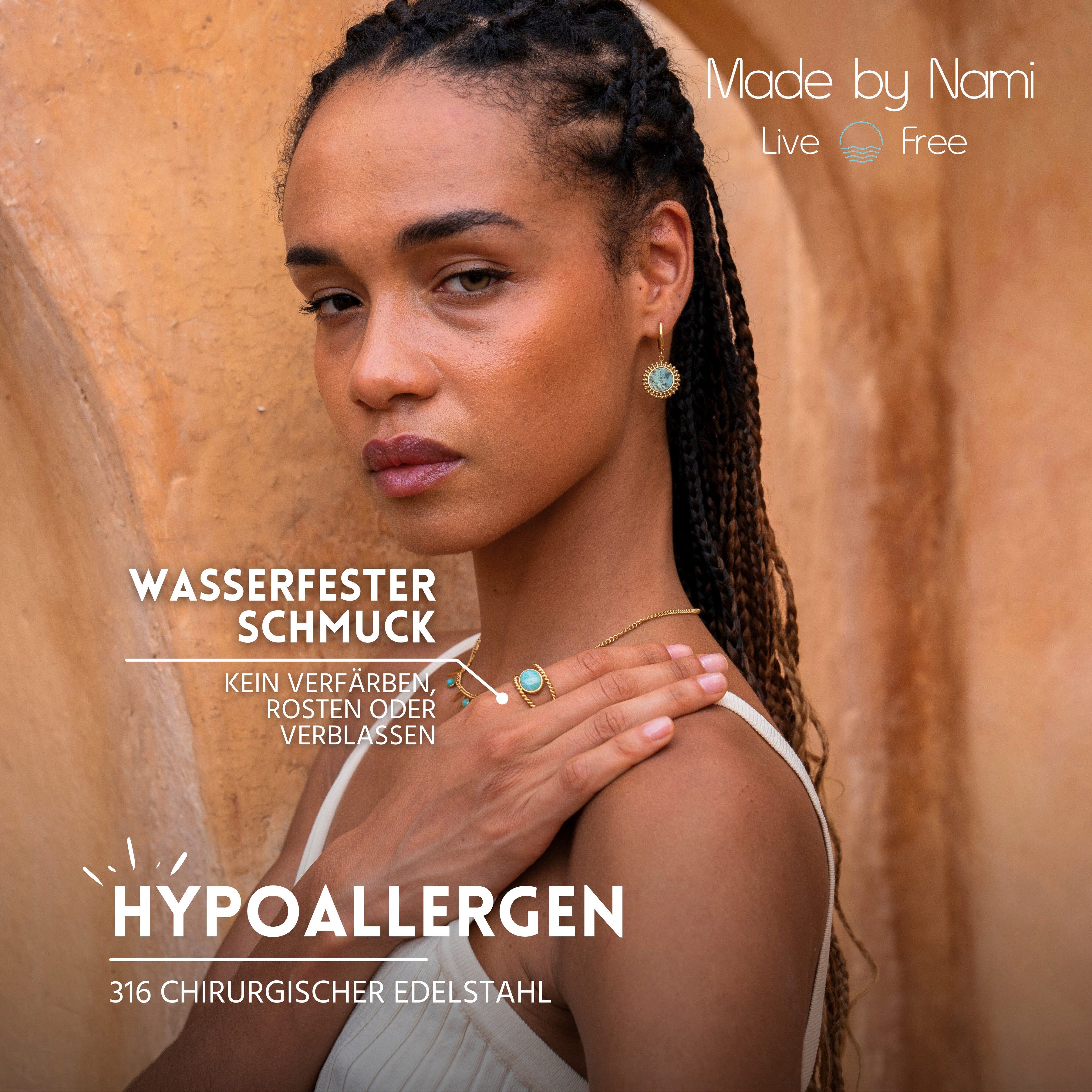 Made by Nami Fingerring Gold Damen mit Edelstein aus Chirurgischem Edelstah günstig online kaufen