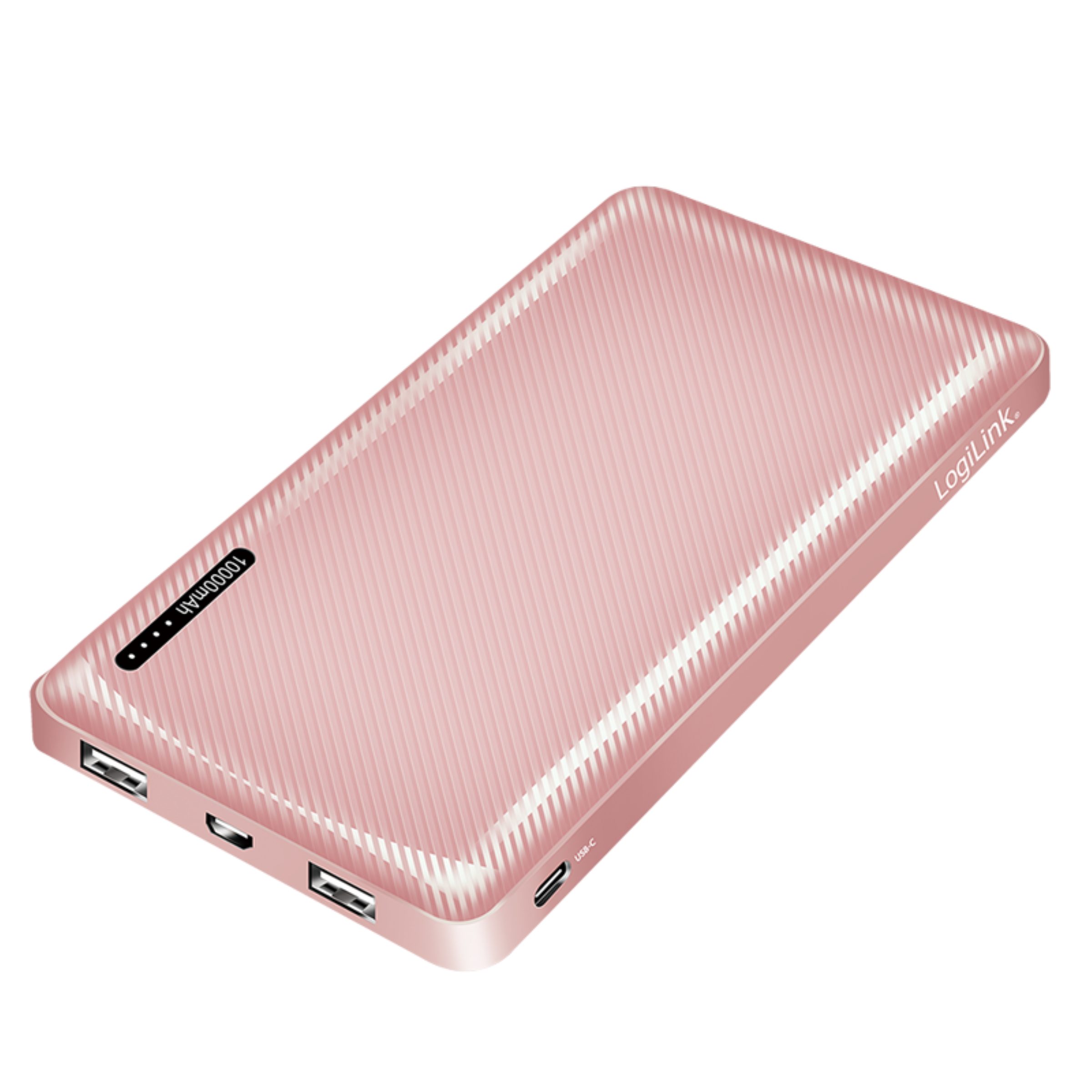 LogiLink Powerbank 10000mAh USB C 3 Geräte LED Ladeanzeige Powerbank Powerbank mit USB Anschlüssen 10000 mAh (5 V), 10000mAh USB C LED Anzeige 3 Geräte gleichzeitig kompakt
