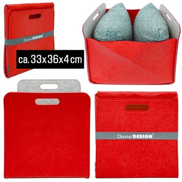 DuneDesign Aufbewahrungsbox Filz Aufbewahrungsbox Filzkorb Regal Einsatz Box, 33x33x38 cm Box rot