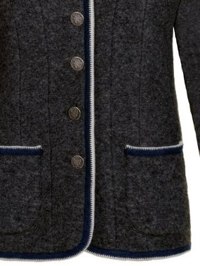 Trachten Stoiber Trachtenjacke Jacke Viktoria (grau) (1-St) mit Knopfleiste