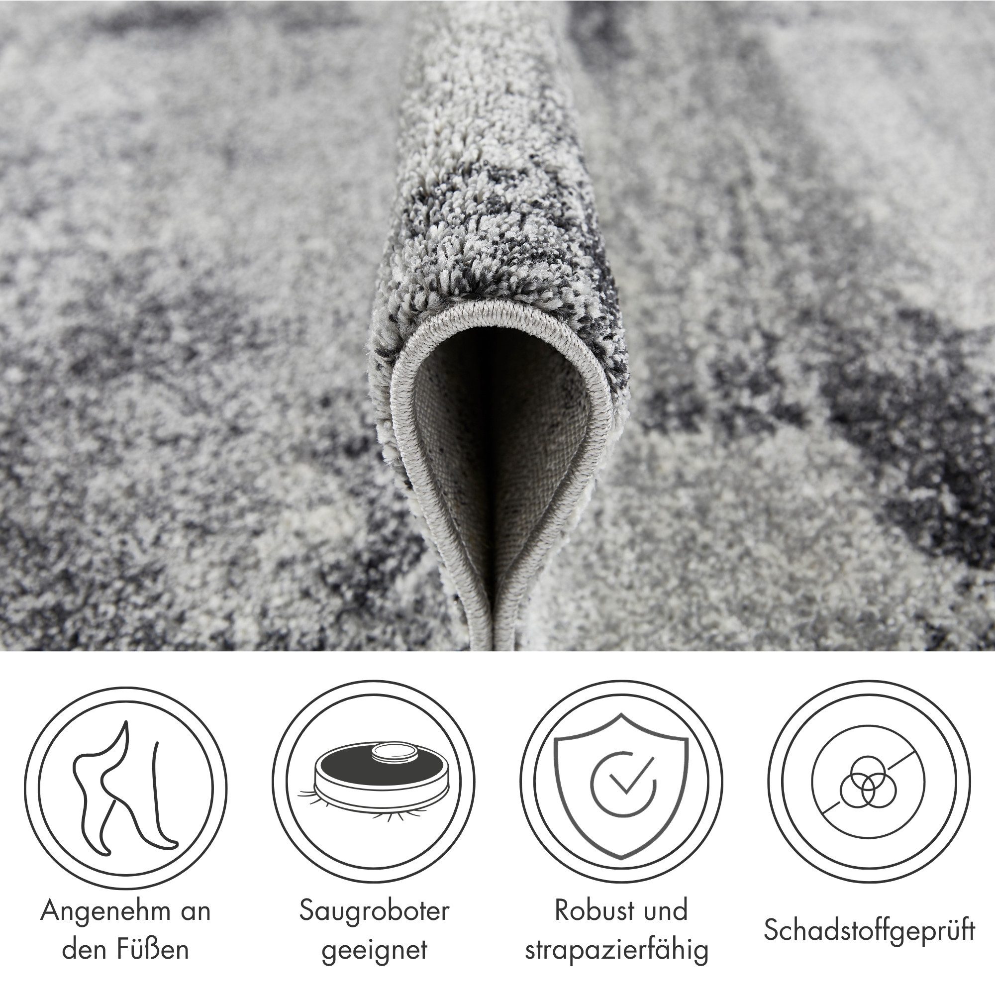 Andiamo Teppich Luna, rechteckig, Höhe: 7 mm, Kurzflor, modernes Design, meliert, Kundenliebling