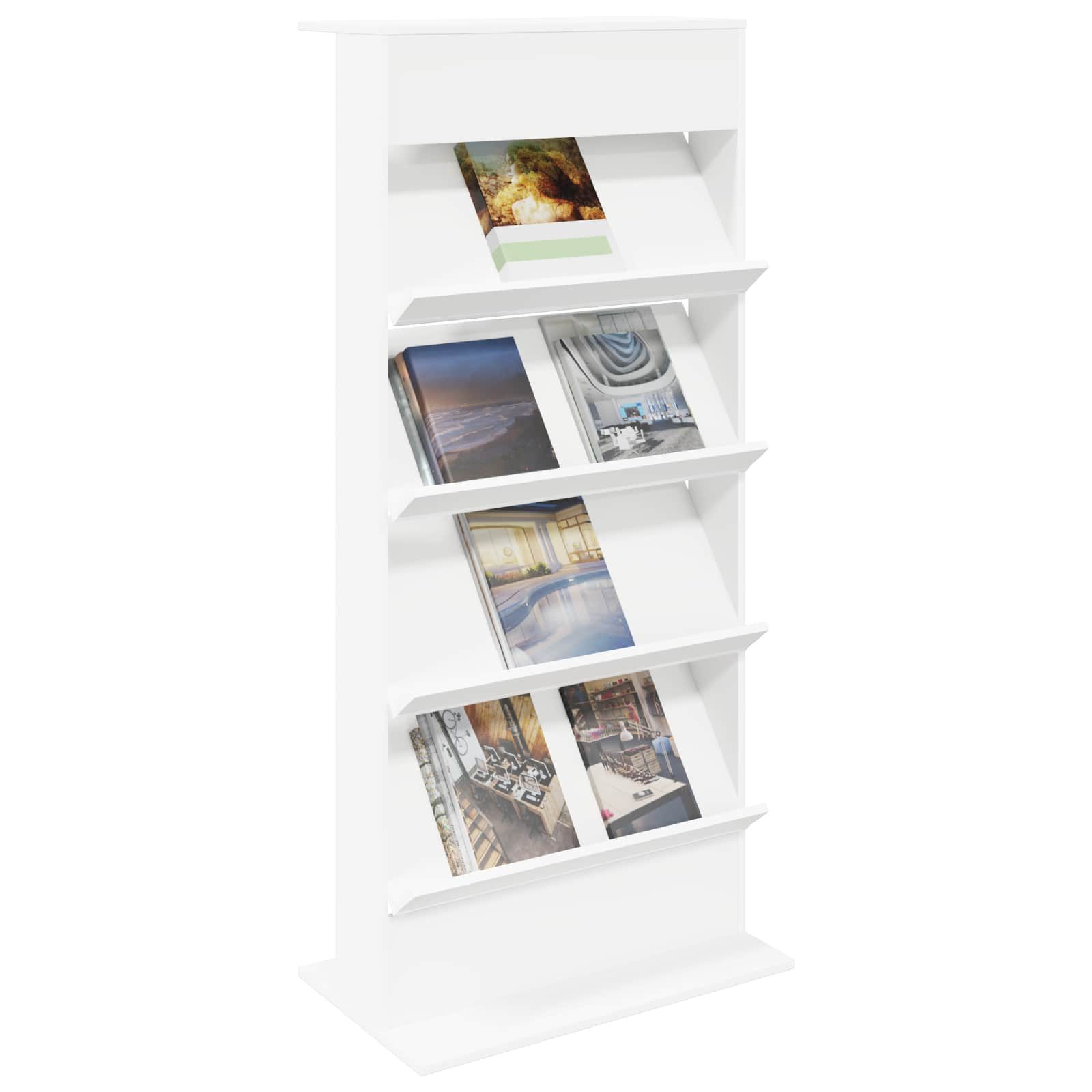 vidaXL Zeitungsständer Magazinregal Weiß 70 x 41 x 156 cm Holzwerkstoff (1 St)