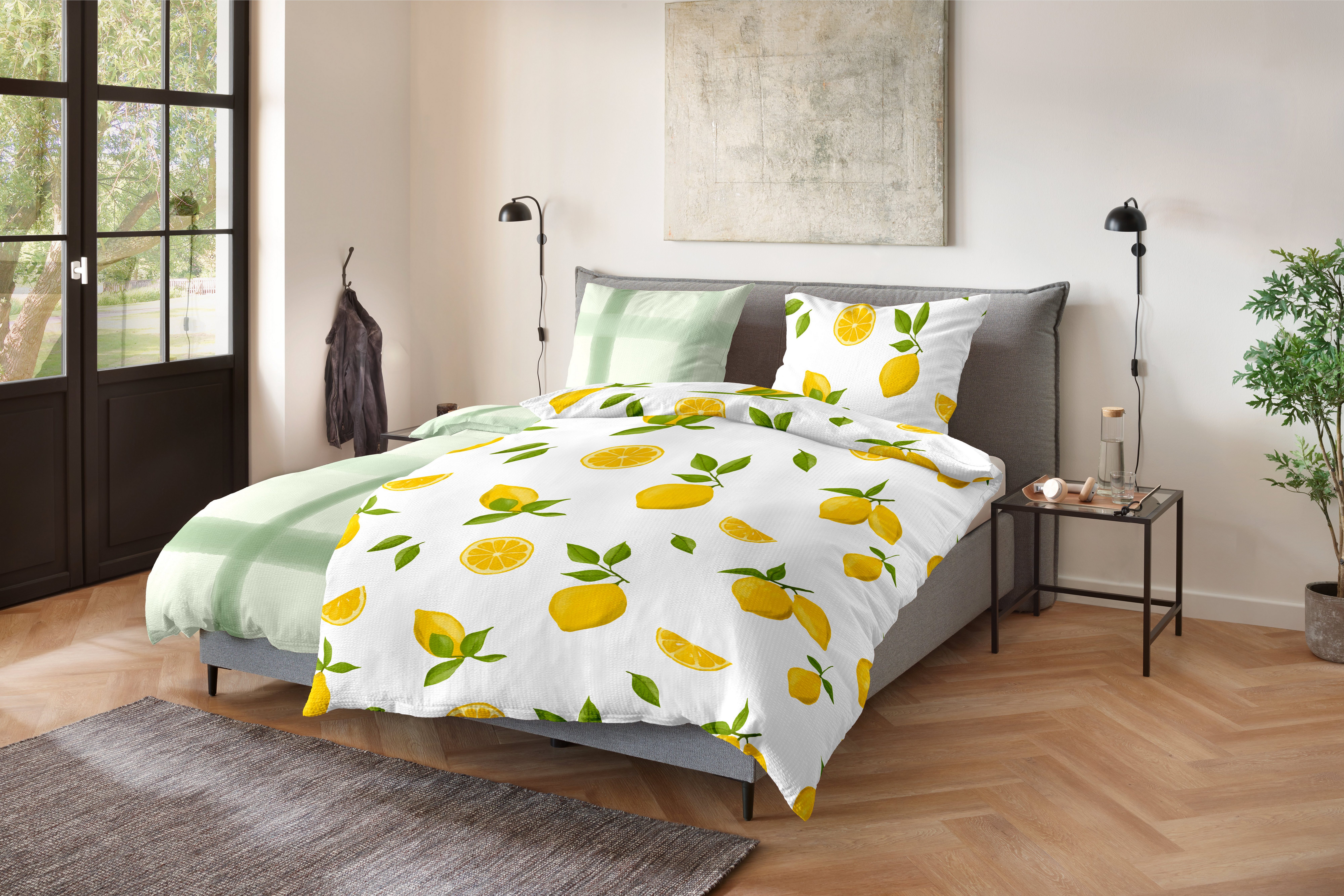 Primera Bettwäsche Soft-Seersucker-Bettwäsche Lemon, Soft-Seersucker, 2 teilig