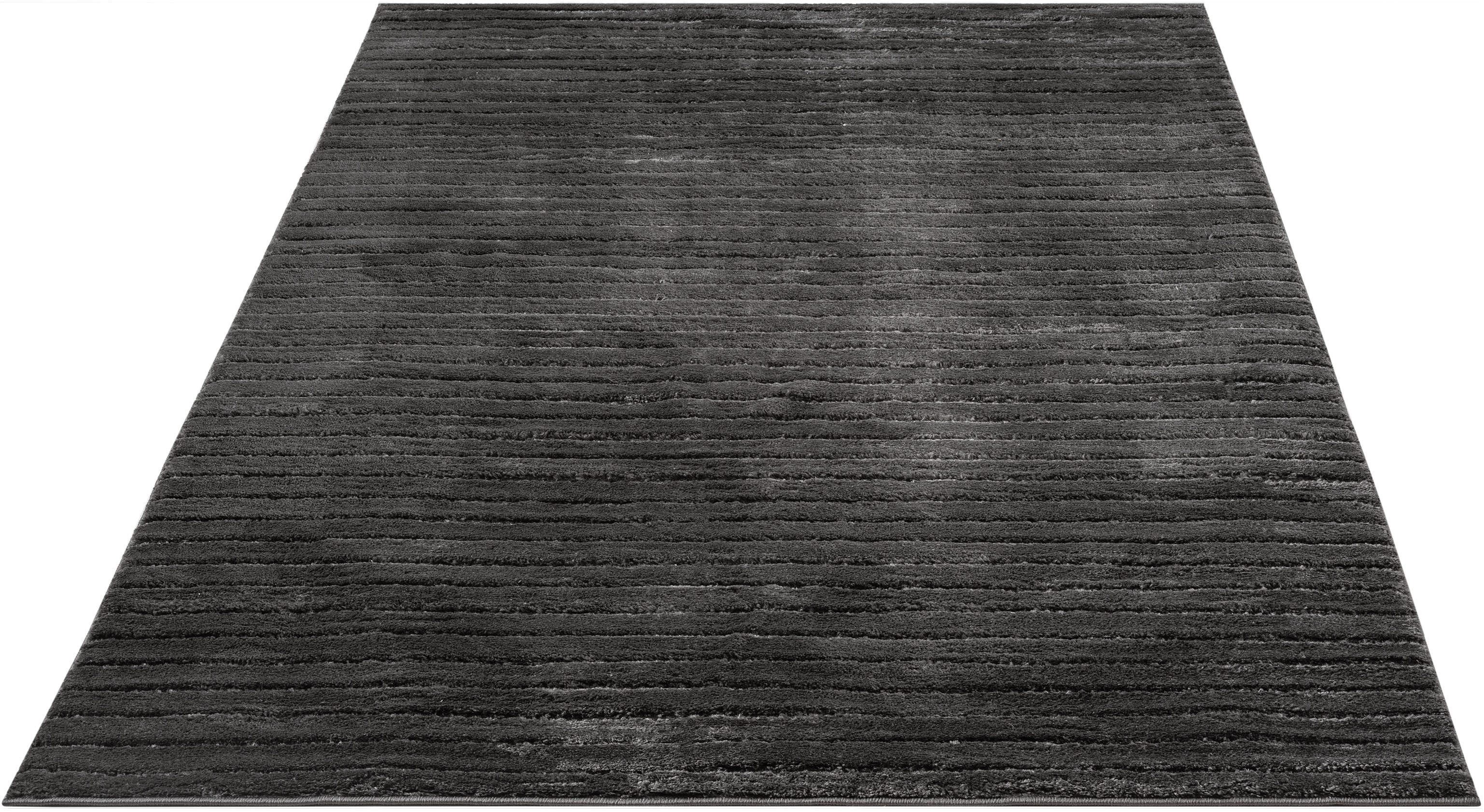 LeGer Home by Lena Gercke Teppich Selma, rechteckig, Höhe: 19 mm, Hoch-Tief-Struktur, Streifen Design, weich, Wohnzimmer, Schlafzimmer