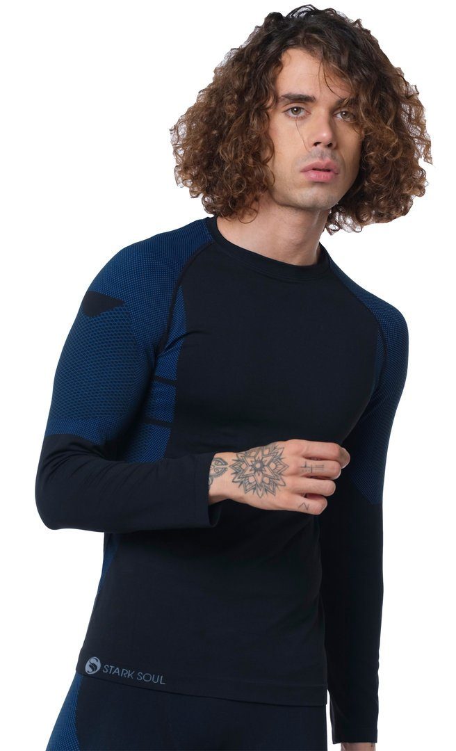 schwarz/blau Funktionsshirt und Stark Soul® Seamless Schnelltrocknend Strapazierfähig Funktionsunterwäsche