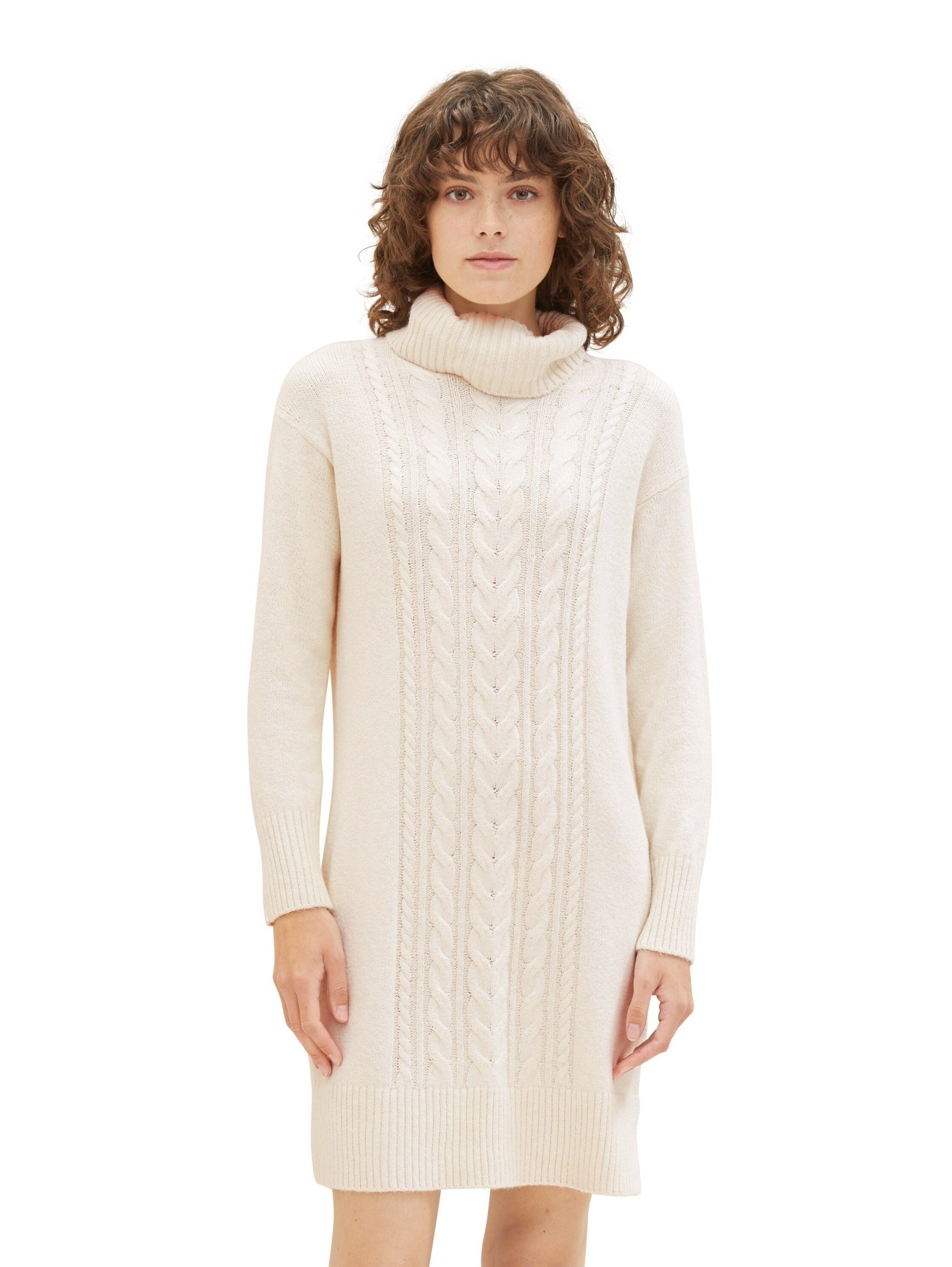 knitted soft Strickkleid cable TAILOR Dress with TOM beige melange