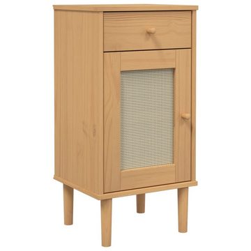 vidaXL Nachttisch Nachttisch SENJA Rattan-Look Braun 40x35x80cm Massivholz Kiefer (1-St)