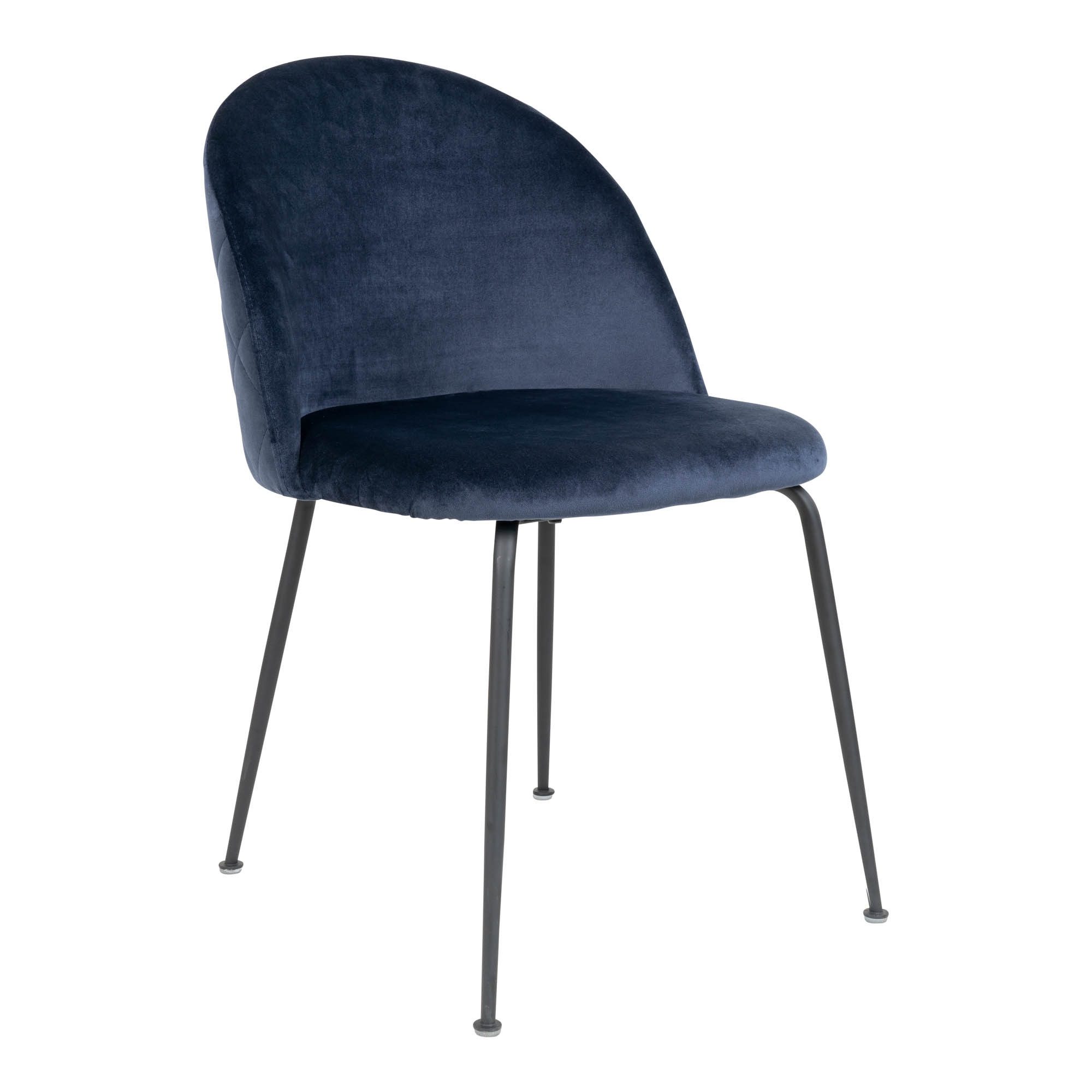 Polsterstuhl (2er-Set) in Blau, Velour - 51x78x52cm (BxHxT)
