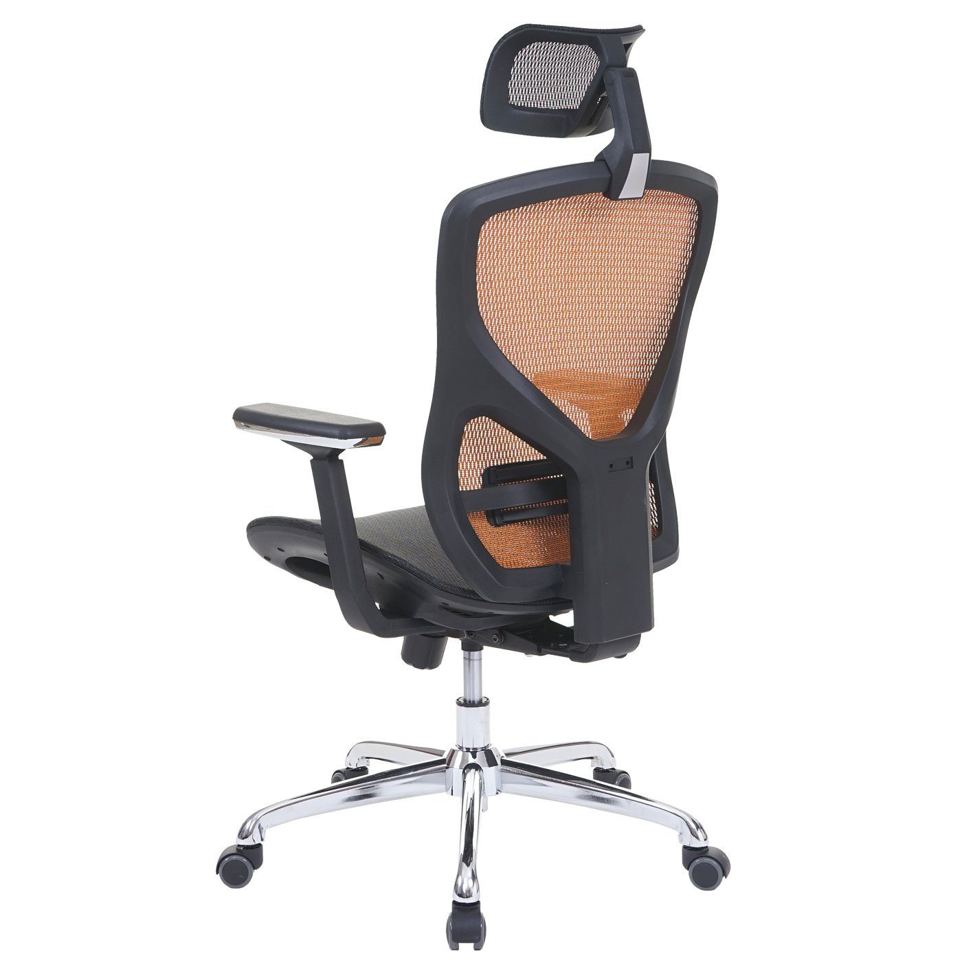 Schreibtischstuhl schwarz,orange Lendenwirbelstütze MCW anpassbar, Rückenlehne höhenverstellbare MCW-A61,