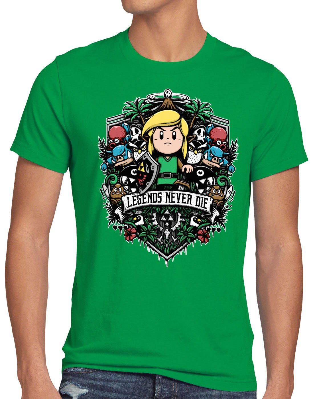 style3 Print-Shirt Herren T-Shirt Cocolint Legend awakening switch hyrule grün