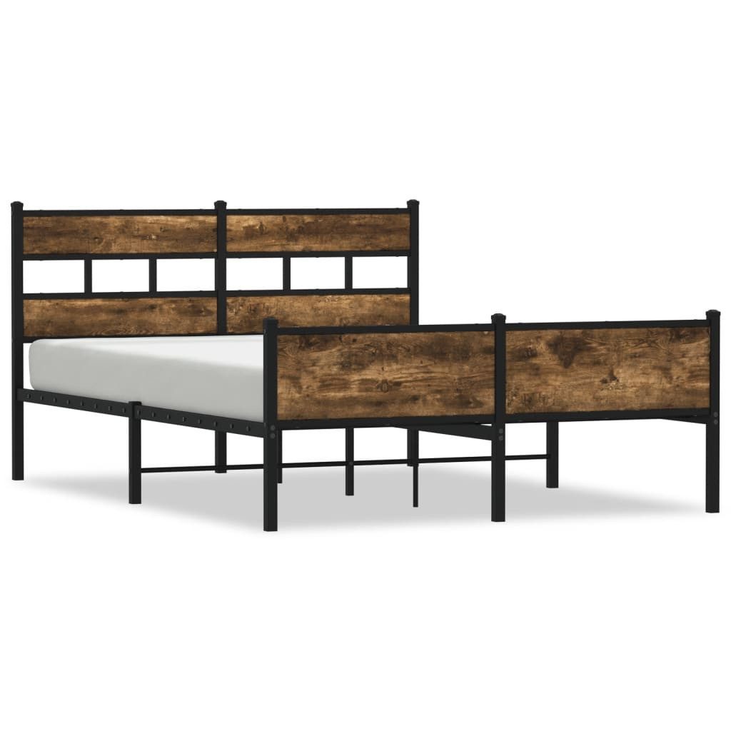 vidaXL Bett Metallbett ohne Matratze Räuchereiche günstig online kaufen