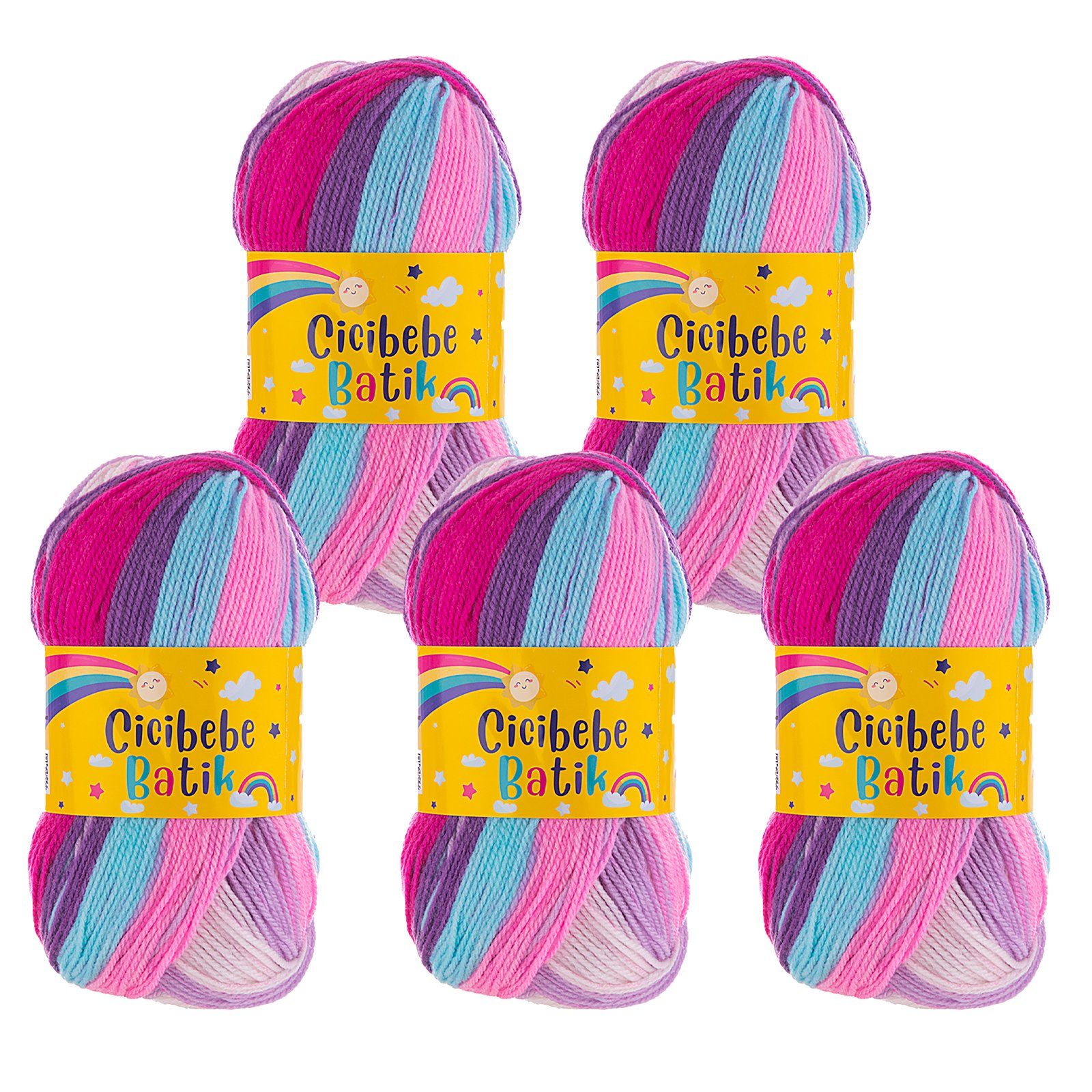 Papatya 5 x 100g Farbverlaufsgarn Cicibebe Häkelwolle, 1800 m (Paket, 5-St), 30 Cupcake