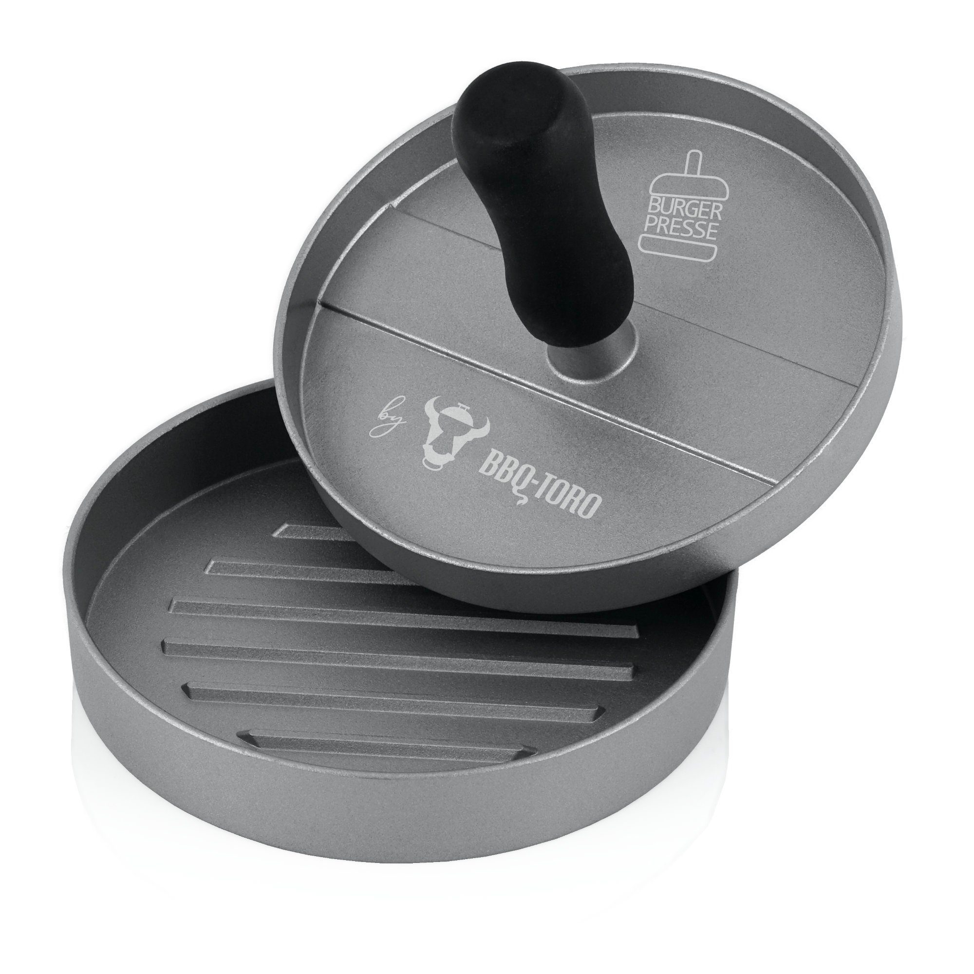 BBQ-Toro Burgerpresse Aluminium Burgerpresse, Aluminium Fleischformer, Grau, cm, 11,8 Ø
