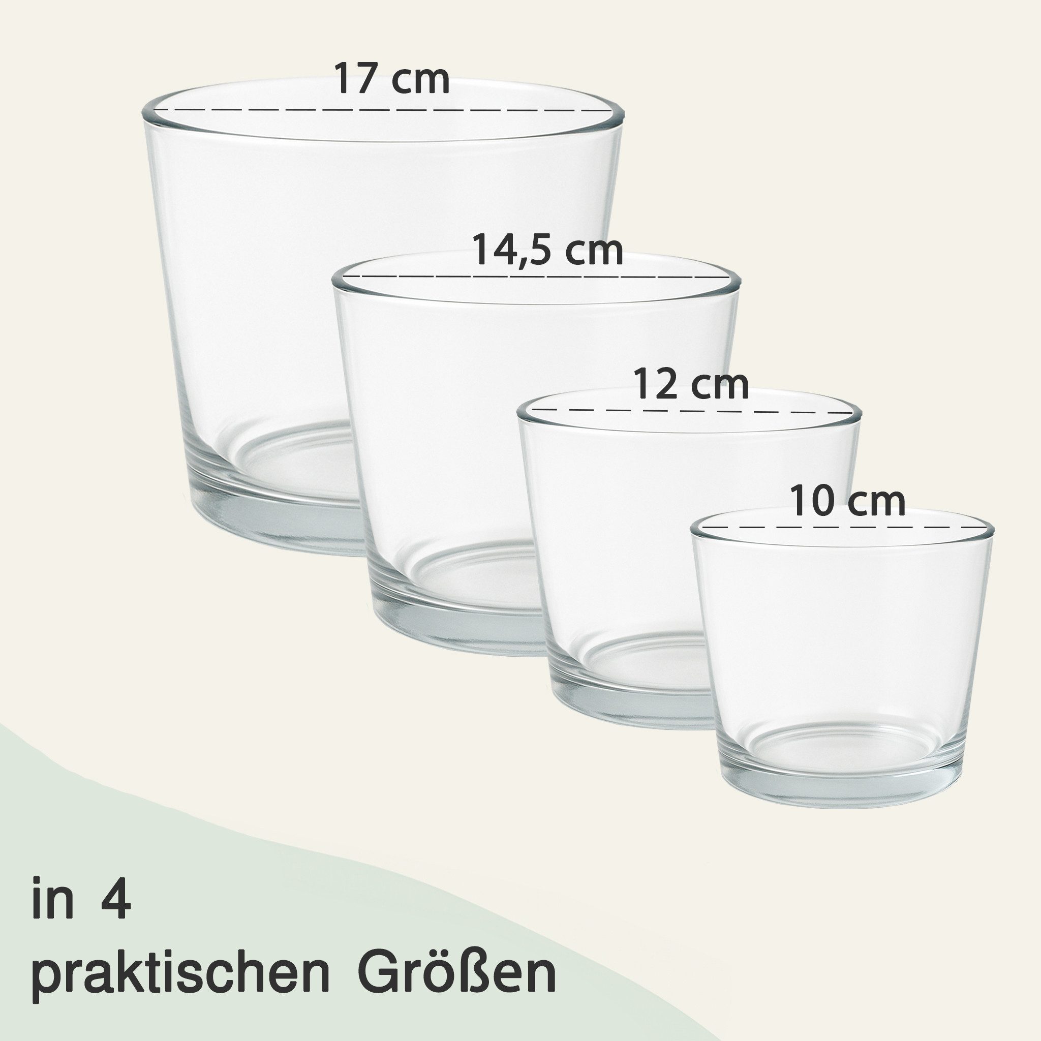 matches21 HOME & HOBBY Dekovase Runde Glas-Vasen 2er Deko-Gläser Ø 10 x 9 cm konisch, klar (2 St), Moderne Tischdeko Dekovase als Blumenvase Kerzenglas – Bild 5 von 5
