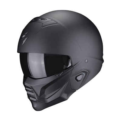 Scorpion Exo Motorradhelm Exo-Combat II Solid schwarz matt, Streetfighter Helm Maske abnehmbar Herren Damen mit Bluetooth-Vorbereitung