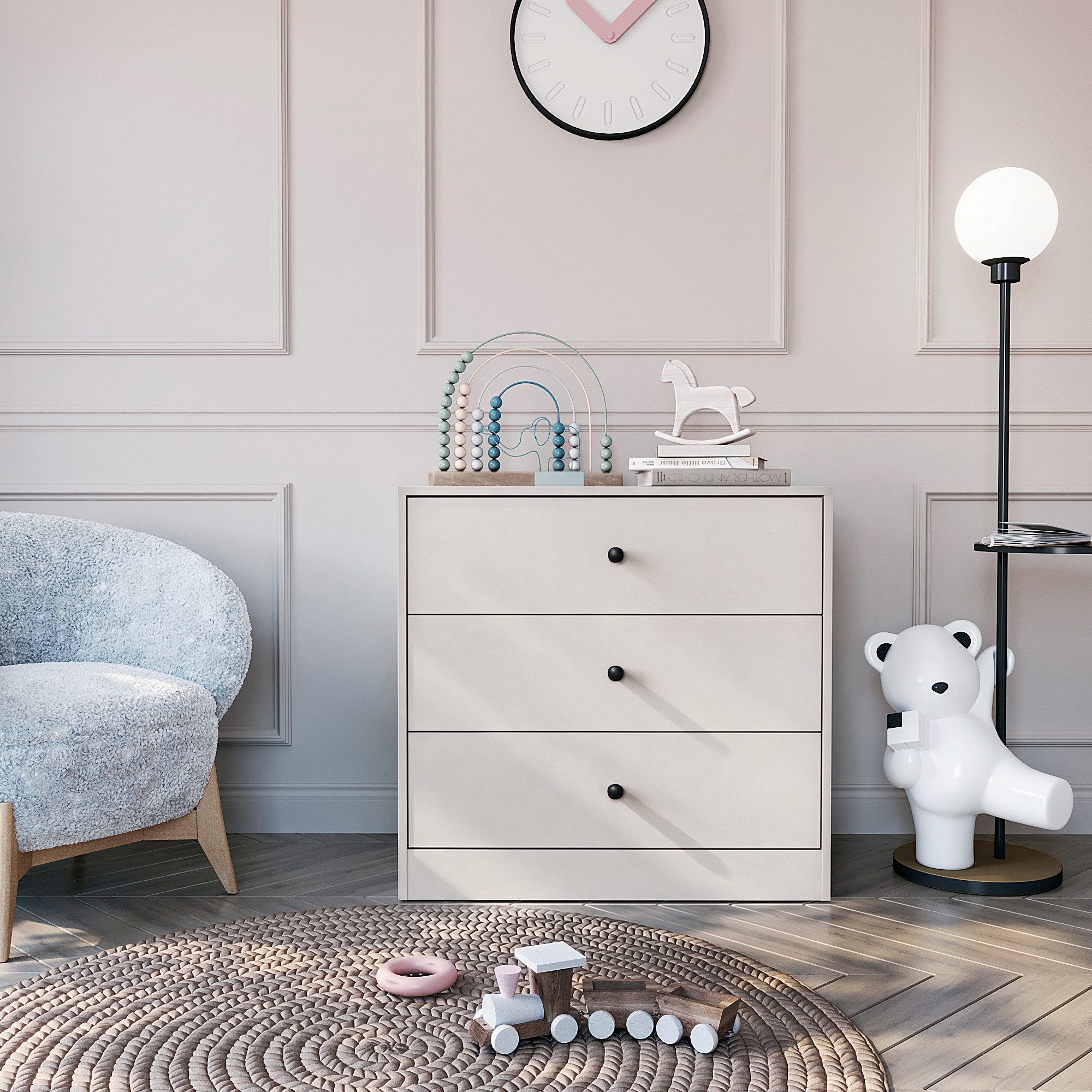 KOMTO Wickelkommode mit Schubladen - Baby Kommode mit Wickelaufsatz, Wickeltisch M3, Wickeltisch, Wickelschrank mit Abnehmbarer Wickelsatz Weiß, Lulliblox – Bild 3 von 5