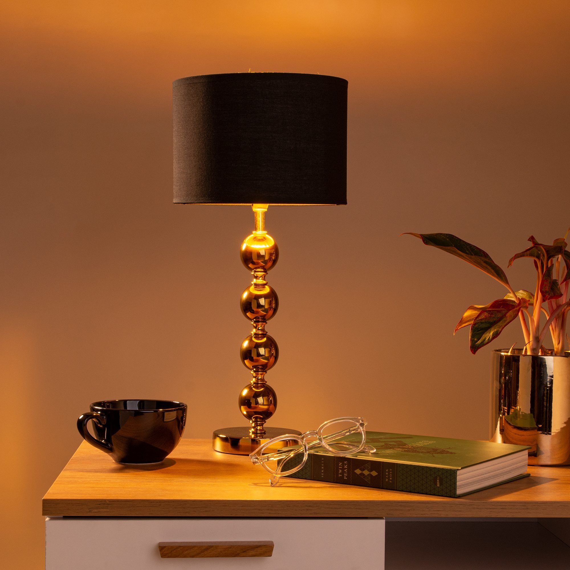 Leuchtmittel, ohne Leuchtmittel Lampe, elegante Konsimo Tischlampe / schwarz RASI Tischleuchte, ohne Tischleuchte gold