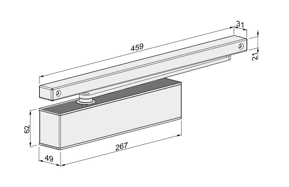 steinau Türschließer Oben-Türschließer TS 62 - Barrierefrei - Edelstahl - Elegantes Design, Montage Bandgegenseite, mit Gleitschiene, Eignet sich im Innen- und geschützten Außenbereich