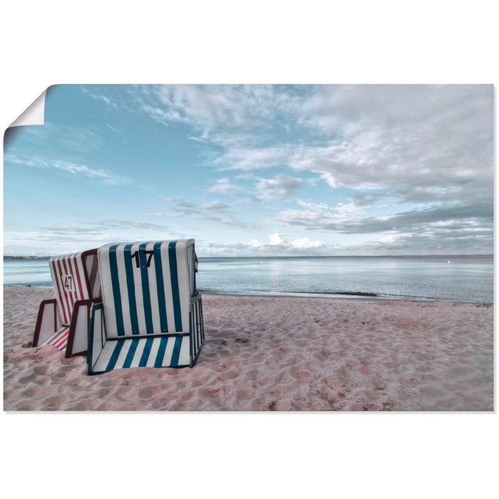 Artland Wandbild Einsame Strandkörbe am Ostseestrand Strand (1 St) als Alubild Leinwandbild Wandaufkleber oder Poster in versch. Größen
