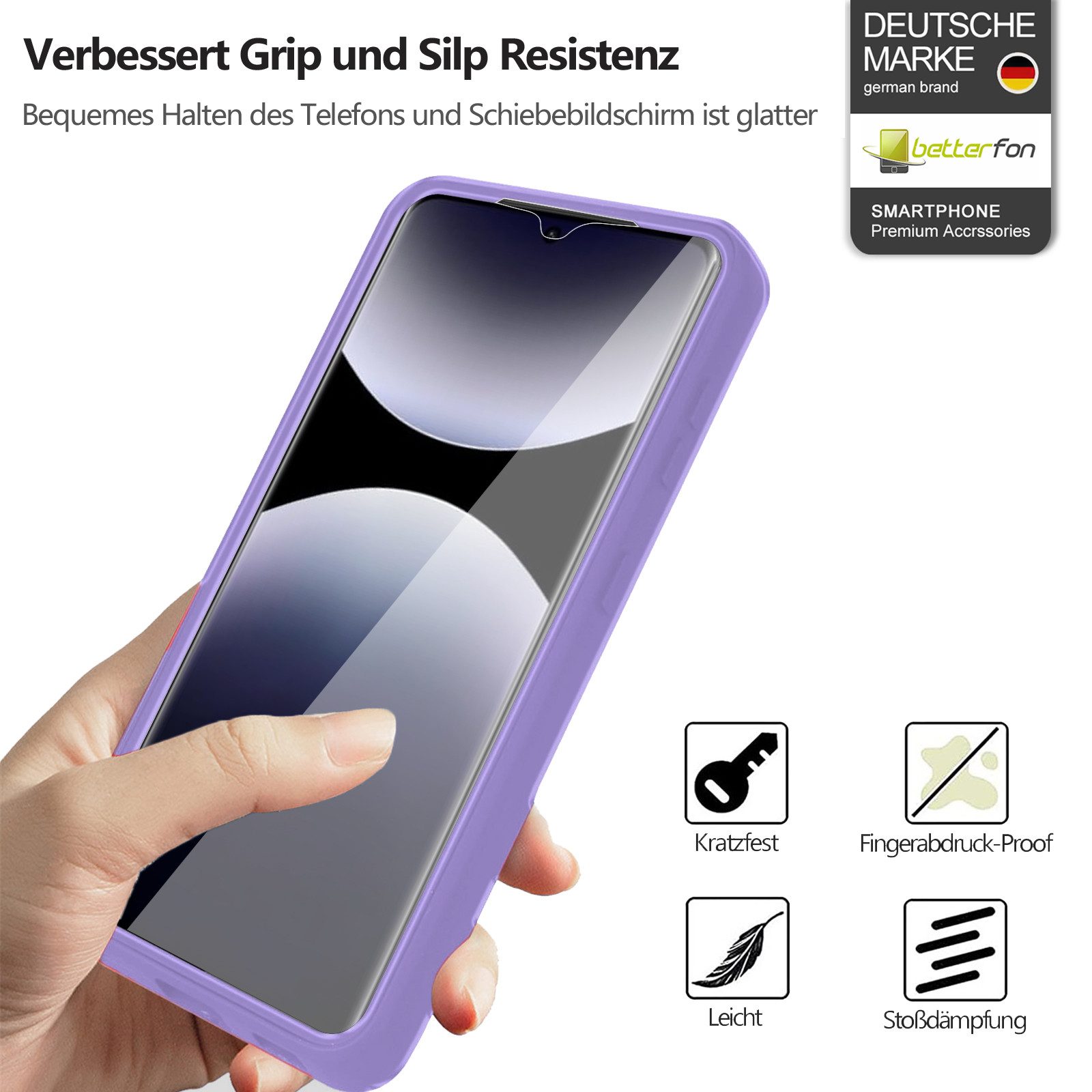 betterfon Handyhülle für Xiaomi Redmi Note 14 Pro 5G / Redmi Note 14 Pro+, 2-teiliges 360 Grad Schutzcase mit Rundumschutz und passgenauer Form – Bild 3 von 5