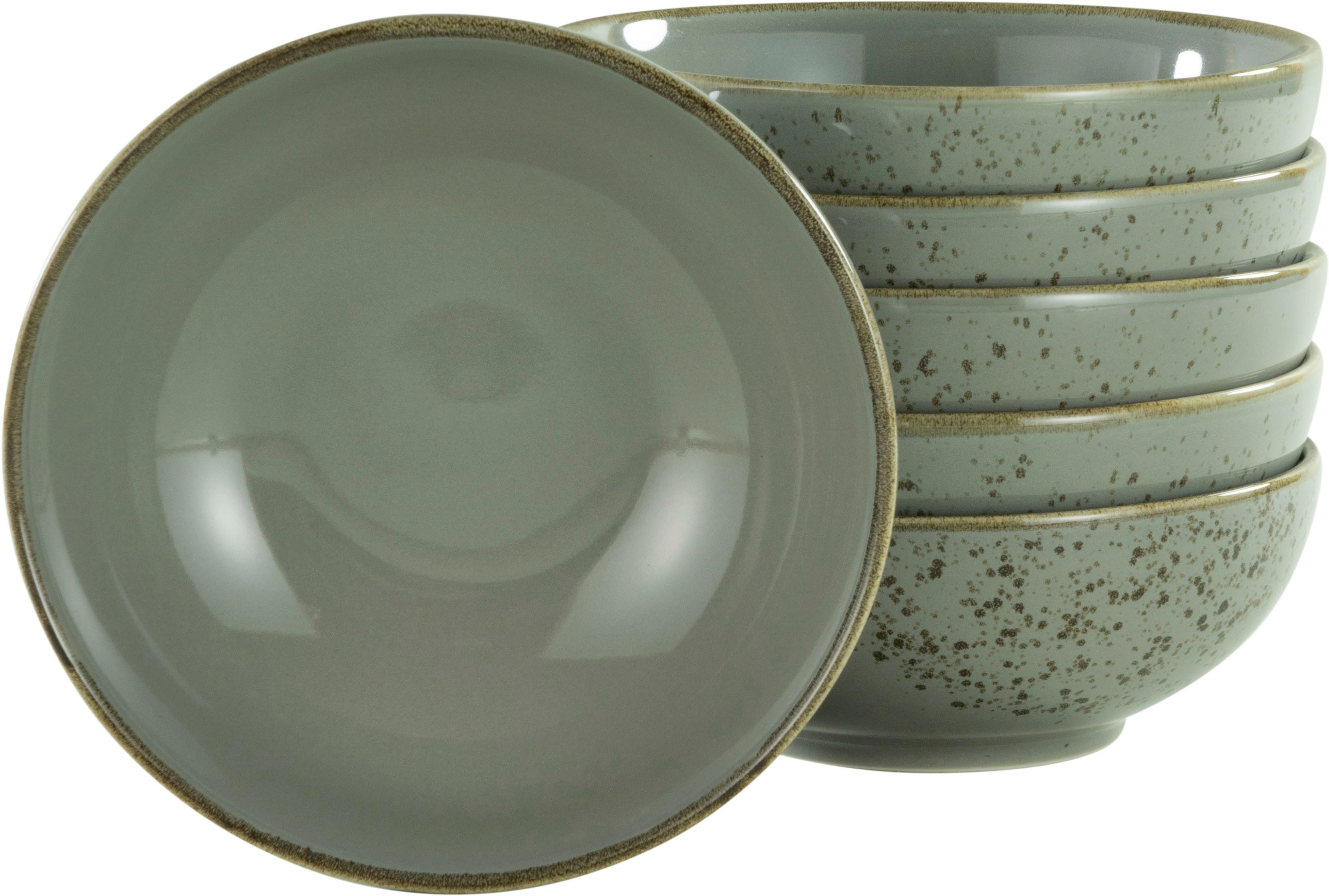 CreaTable Müslischale NATURE COLLECTION, Steinzeug, (Set, 6-tlg), Salatschale, Snackschale, Ø 16,5 cm
