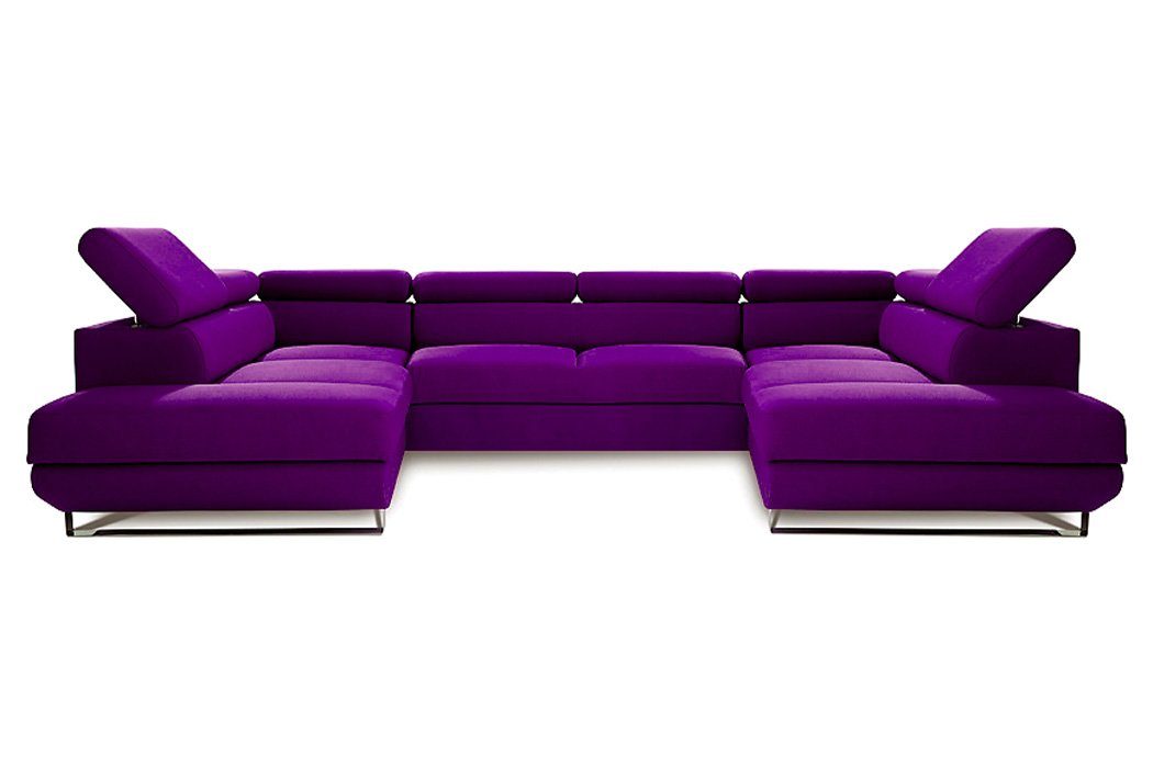 JVmoebel Ecksofa Wohnlandschaft Ecksofa Stoff U-Form Couch Design, Made in Europe Lila
