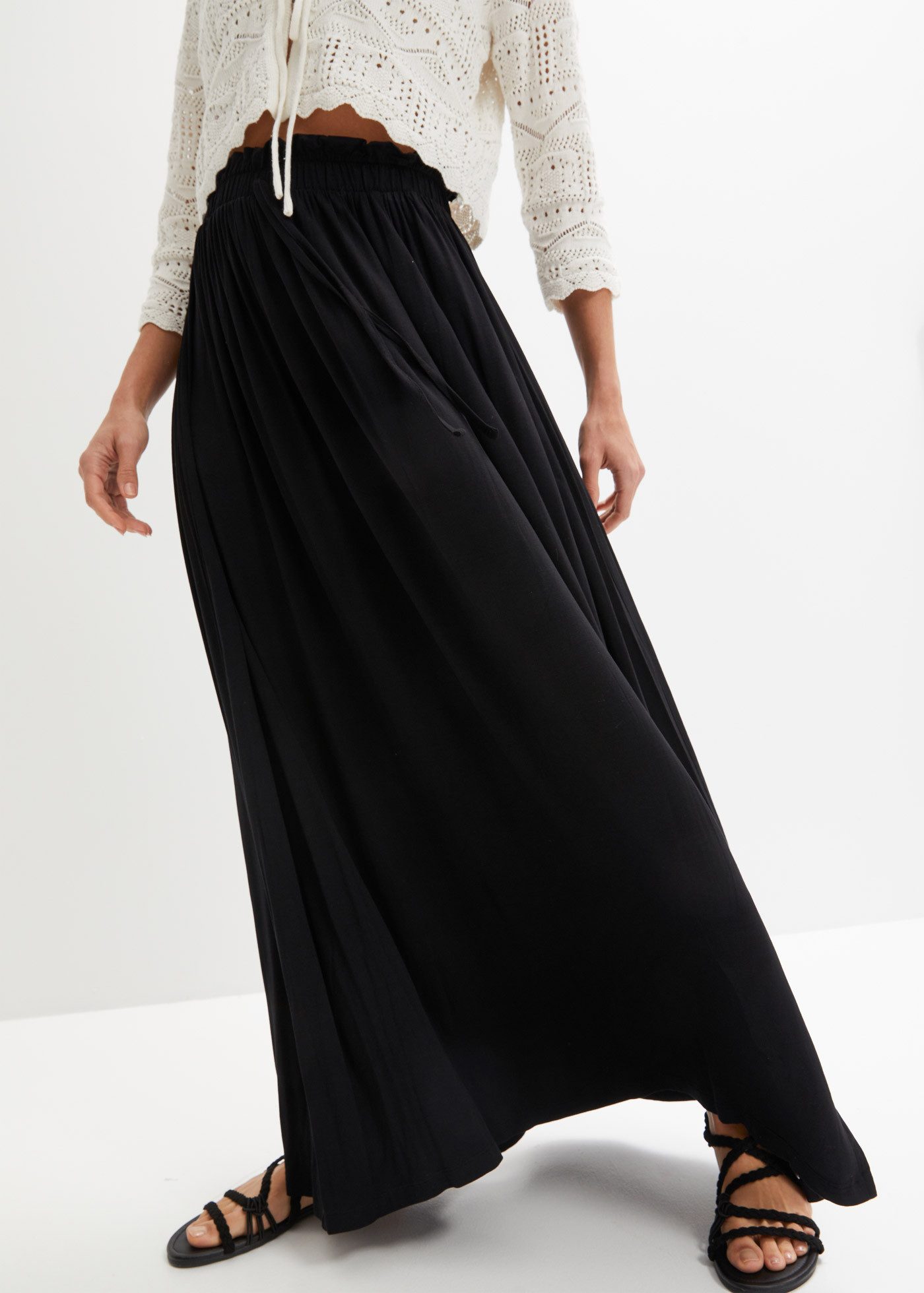 bonprix Jerseyrock aus Viskose, ausgestellte Passform, mit elastischem Bund