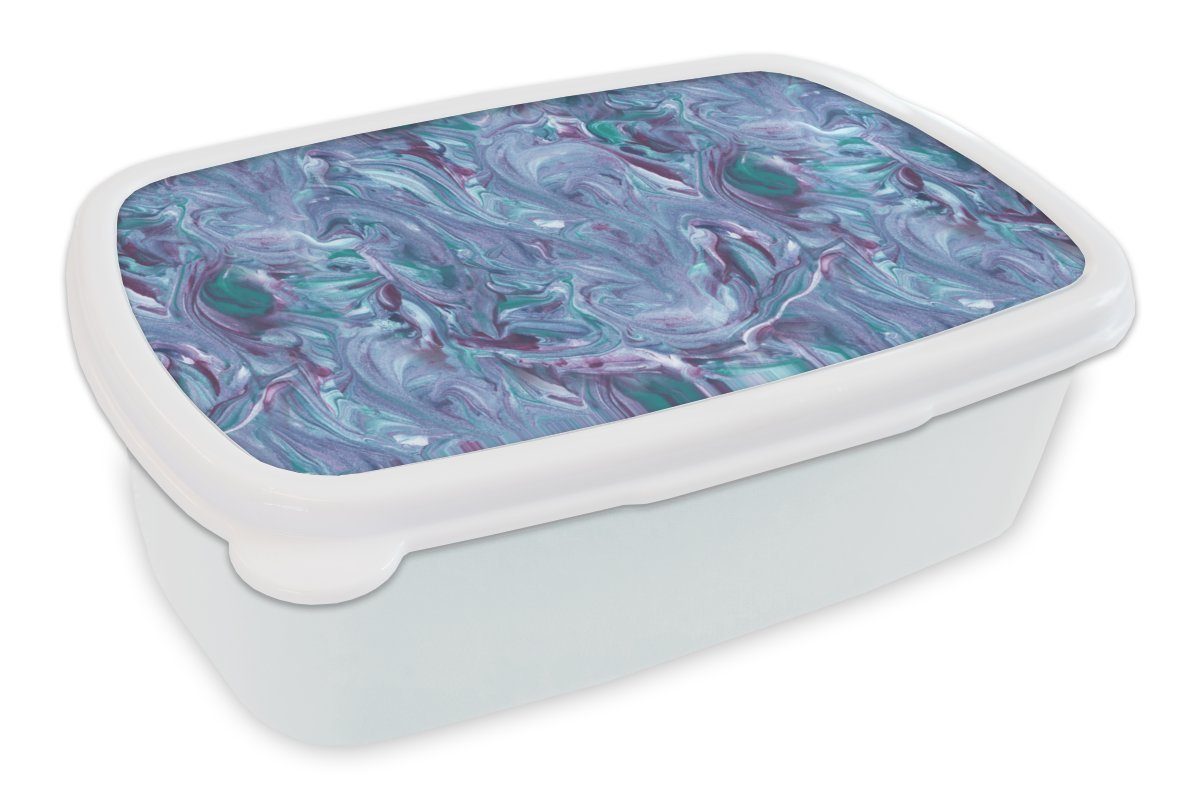 MuchoWow Lunchbox Marmor - Farbe - Abstrakt - Muster, Kunststoff, (2-tlg), Brotbox für Kinder und Erwachsene, Brotdose, für Jungs und Mädchen weiß