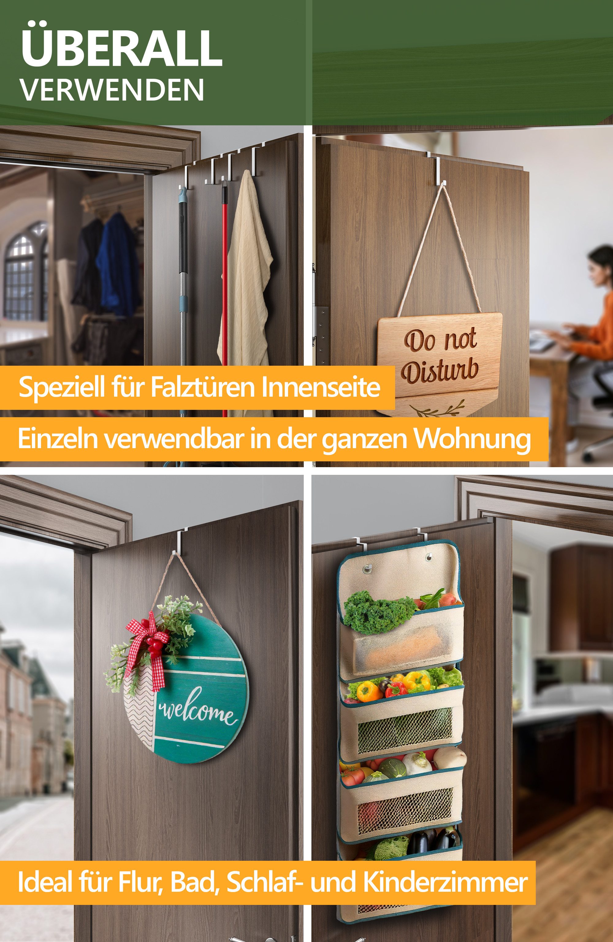 Lindenstein Türhaken Edelstahl Türhaken, Türen, (Packung, 10-St., 10), ohne Bohren,Stabil,langlebig,rostbeständig,verformungsresistent – Bild 3 von 5