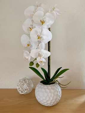 Kunstorchidee Kunstblume Orchidee Phalaenopsis, weiß in Keramiktopf, ca. 48 cm hoch Orchidee, Dahlia Studios, Keramiktopf