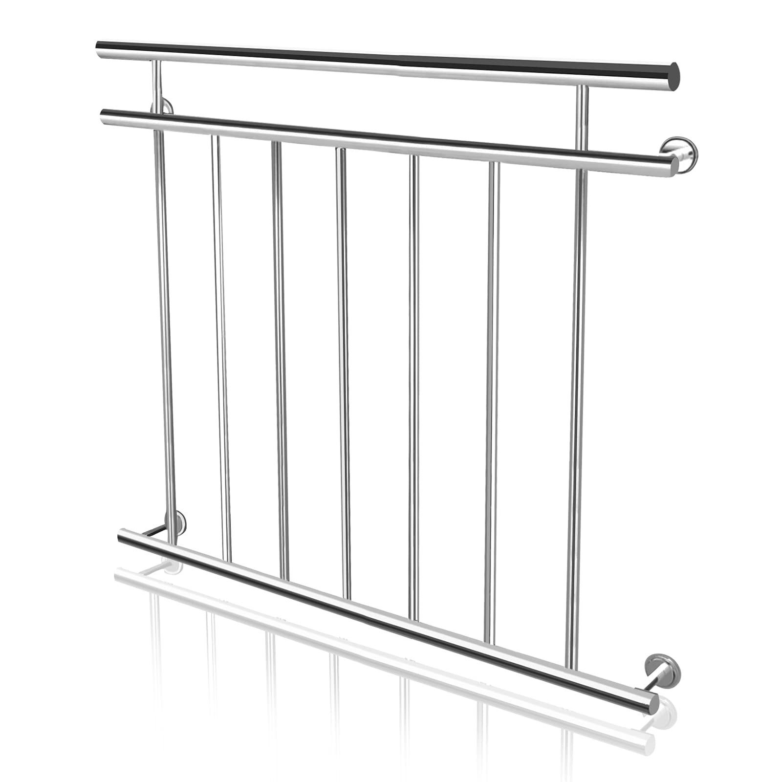 FIVMEN Treppengeländer Französischer Balkon Edelstahl Fenstergitter Brüstungsgeländer, 100 cm Länge, 100/128/156/184/225cm Länge, 90cm Höhe