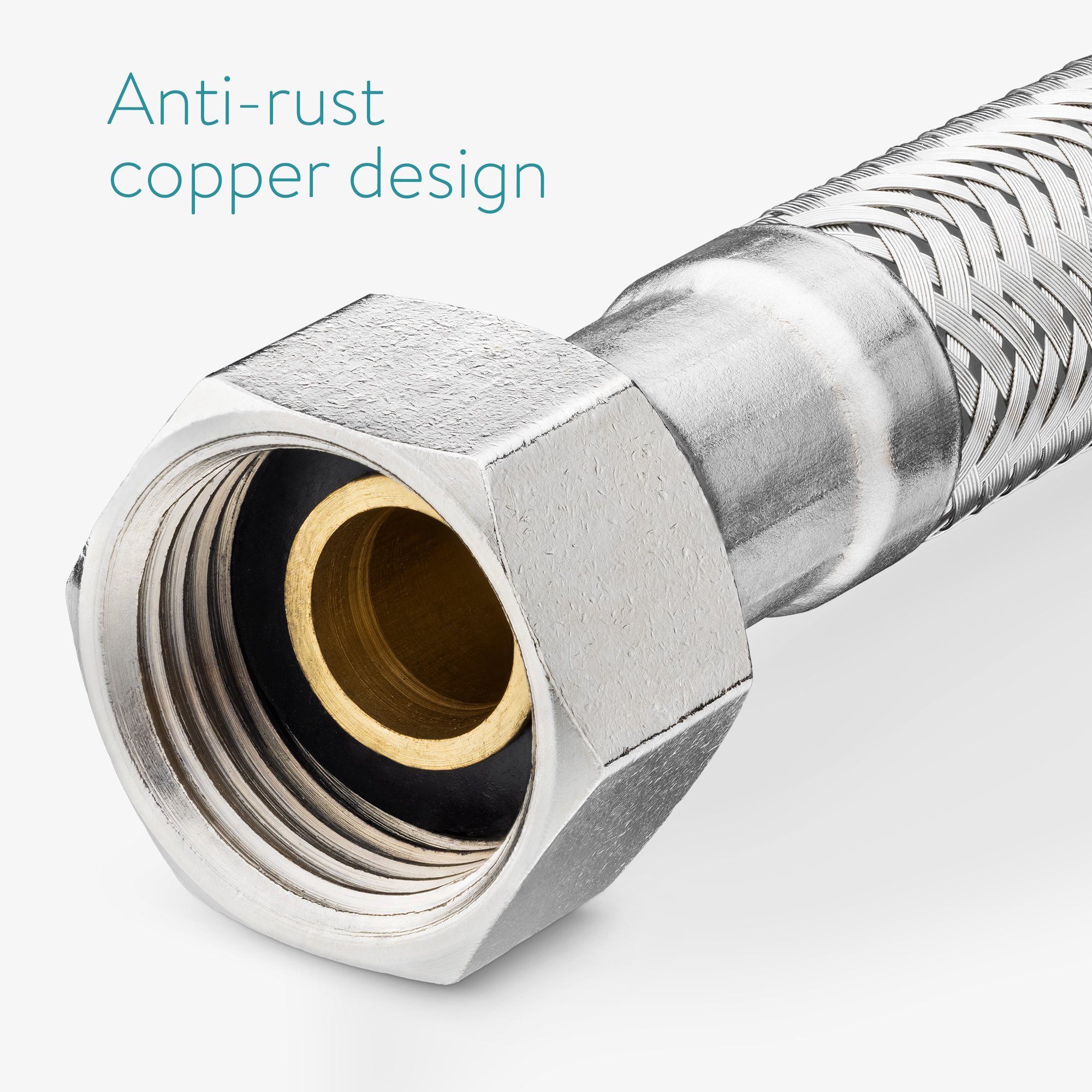 Navaris Ablaufgarnitur 2x Stahlflex Schlauch Armaturenanschluss - G3/8 Zoll günstig online kaufen