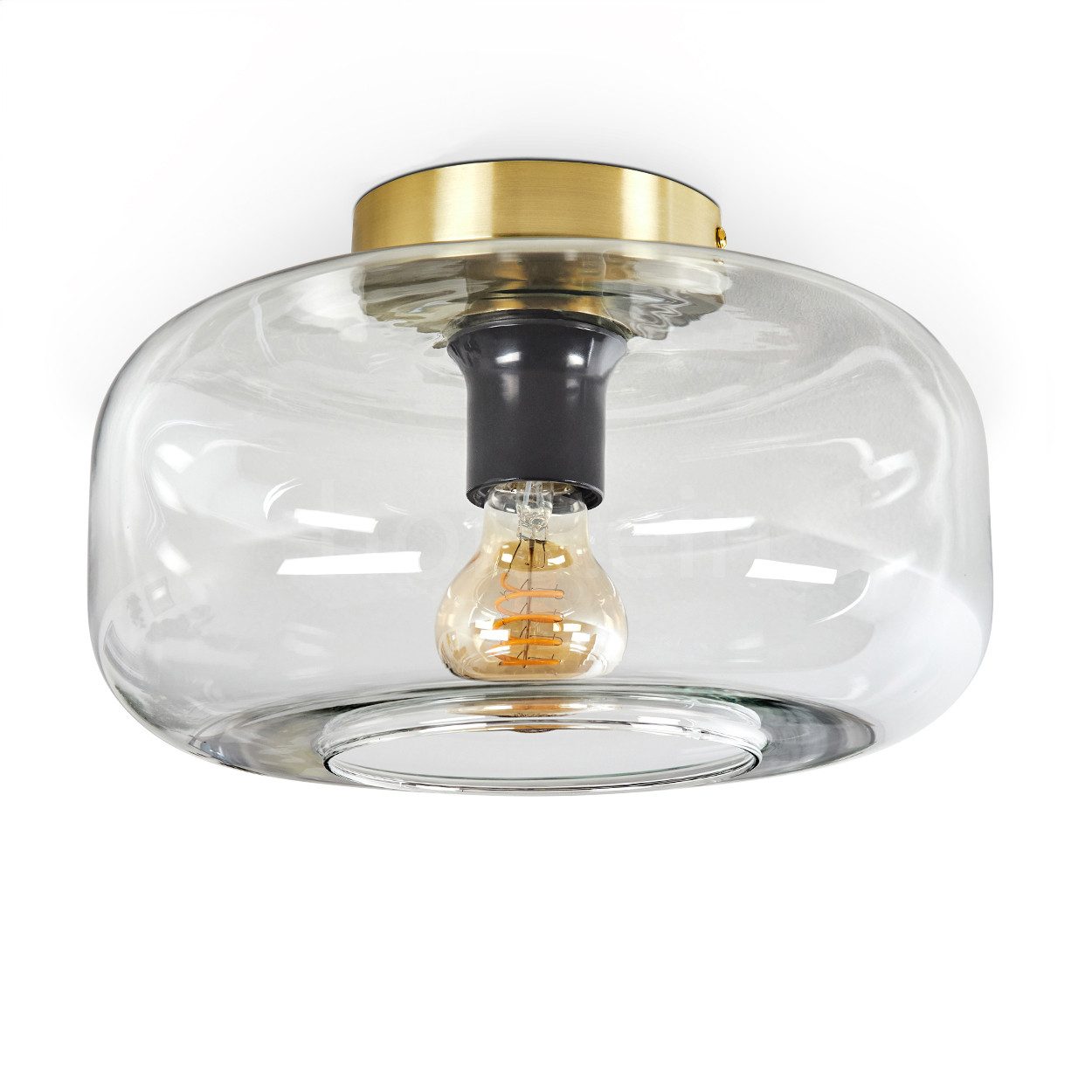 hofstein Deckenleuchte Deckenlampe aus Metall/Glas in Messingfarben/Klar, o günstig online kaufen