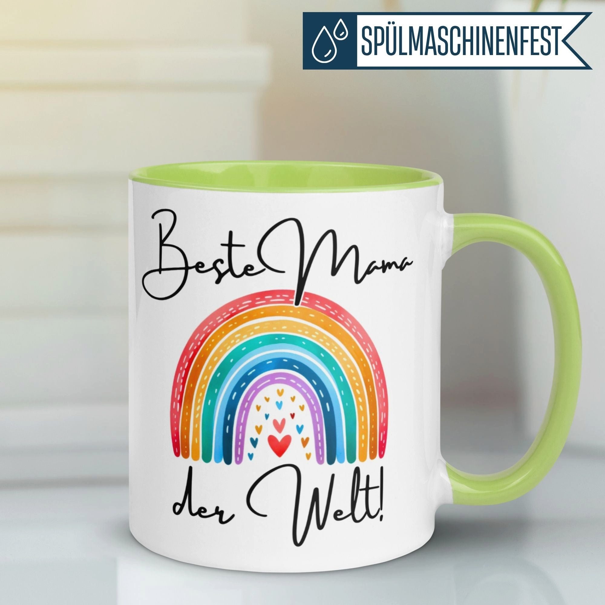 Momentals Tasse Mama – „Beste Mama der Welt“ – Geschenk Becher Geburtstag Muttertag, Gratis Versand · Links-&Rechtshänder · Spülmaschinenfest