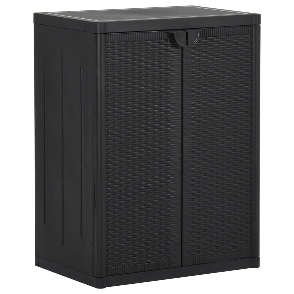 vidaXL Fächerschrank Gartenschrank Schwarz (1-St) Rattan-Optik 65x45x88 cm PP