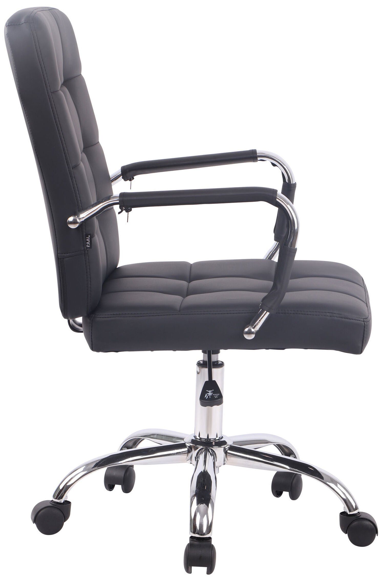 (Schreibtischstuhl, XXL), schwarz drehbar Drehstuhl, Bürostuhl mit bequemer TPFLiving höhenverstellbar chrom Bürostuhl Sitzfläche: Kunstleder und Rückenlehne Chefsessel, 360° - - V1 Deal Metall Gestell: