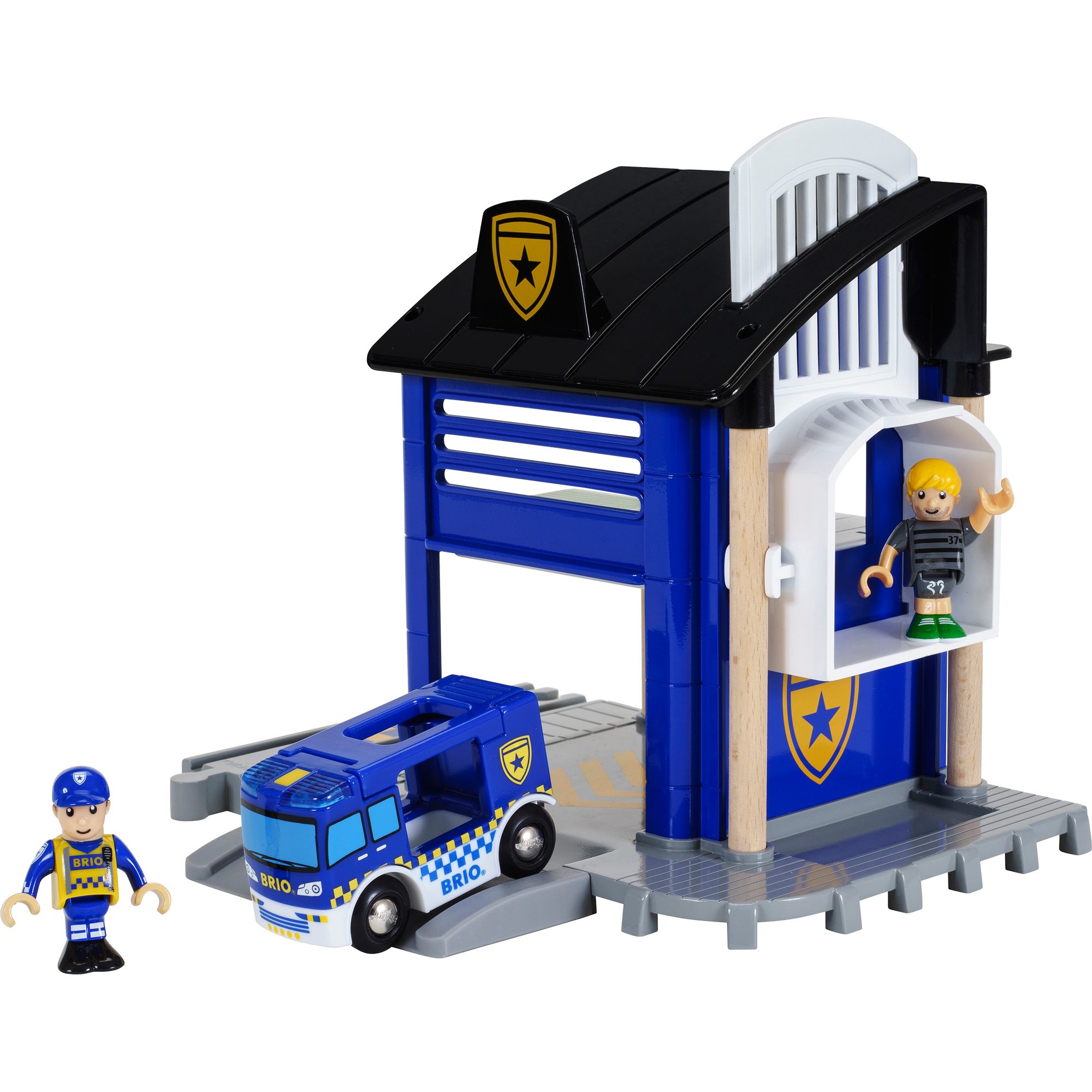 BRIO® Spielzeug-Auto BRIO World World Polizeistation mit Einsatzfahrzeug, Spielgebäude