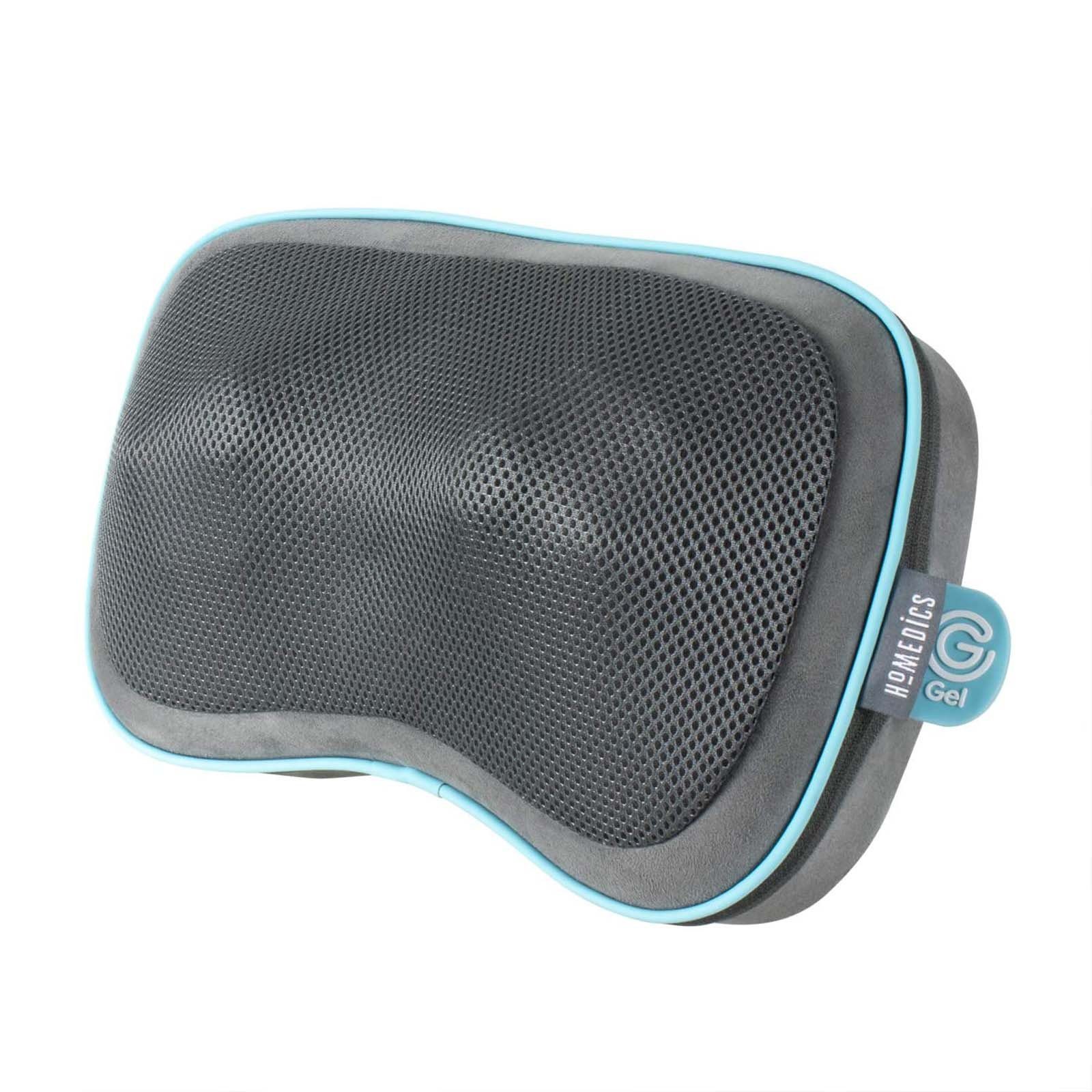 HOMEDICS Shiatsu-Massagekissen Akku Gel Massage Kissen Reisekissen Nacken Rücken Schulter, mit Wärmefunktion, integrierten Bedienelementen und Reisetasche