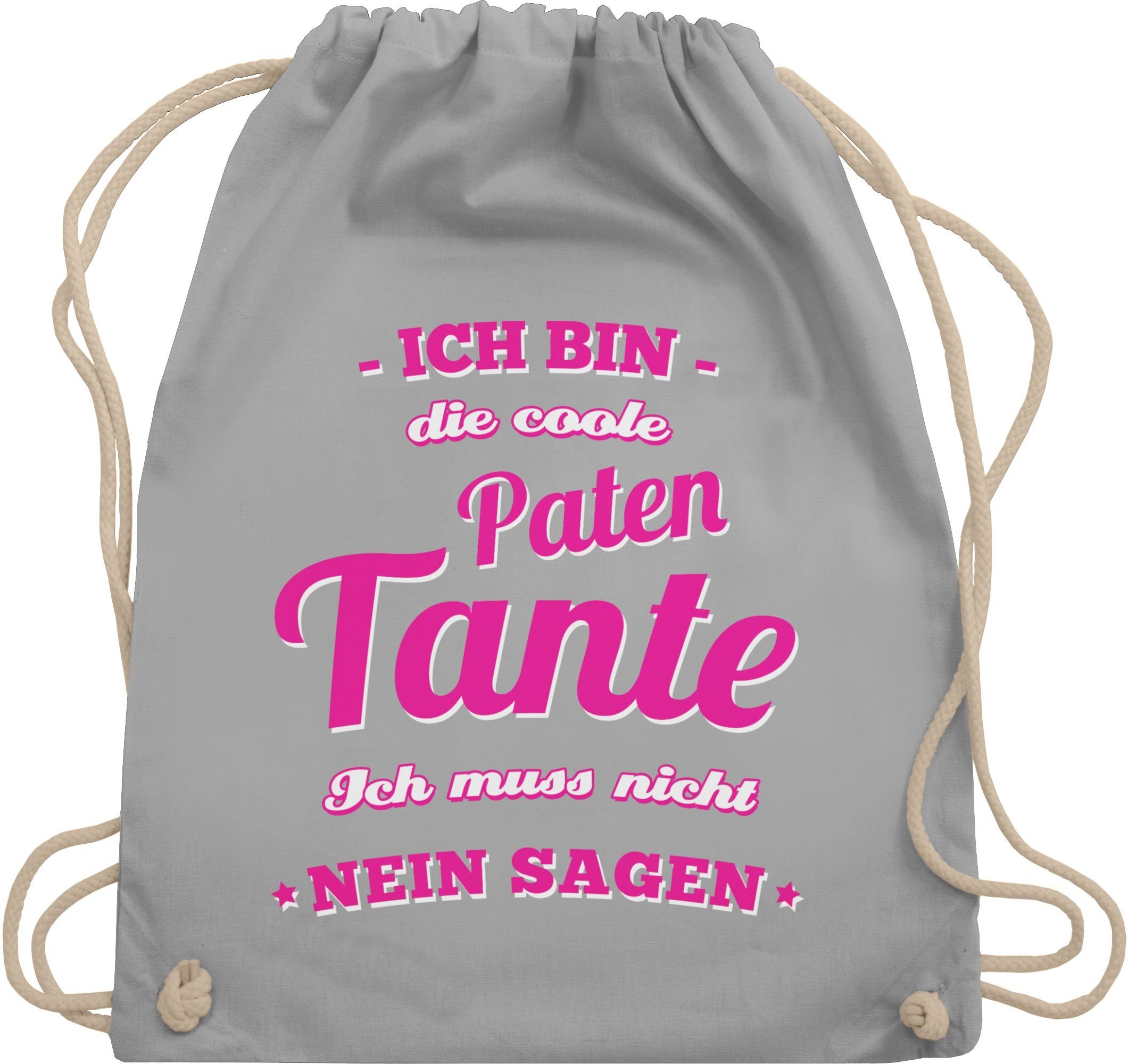 Shirtracer Turnbeutel Ich bin die coole Patentante, Patentante Geschenk 3 Hellgrau