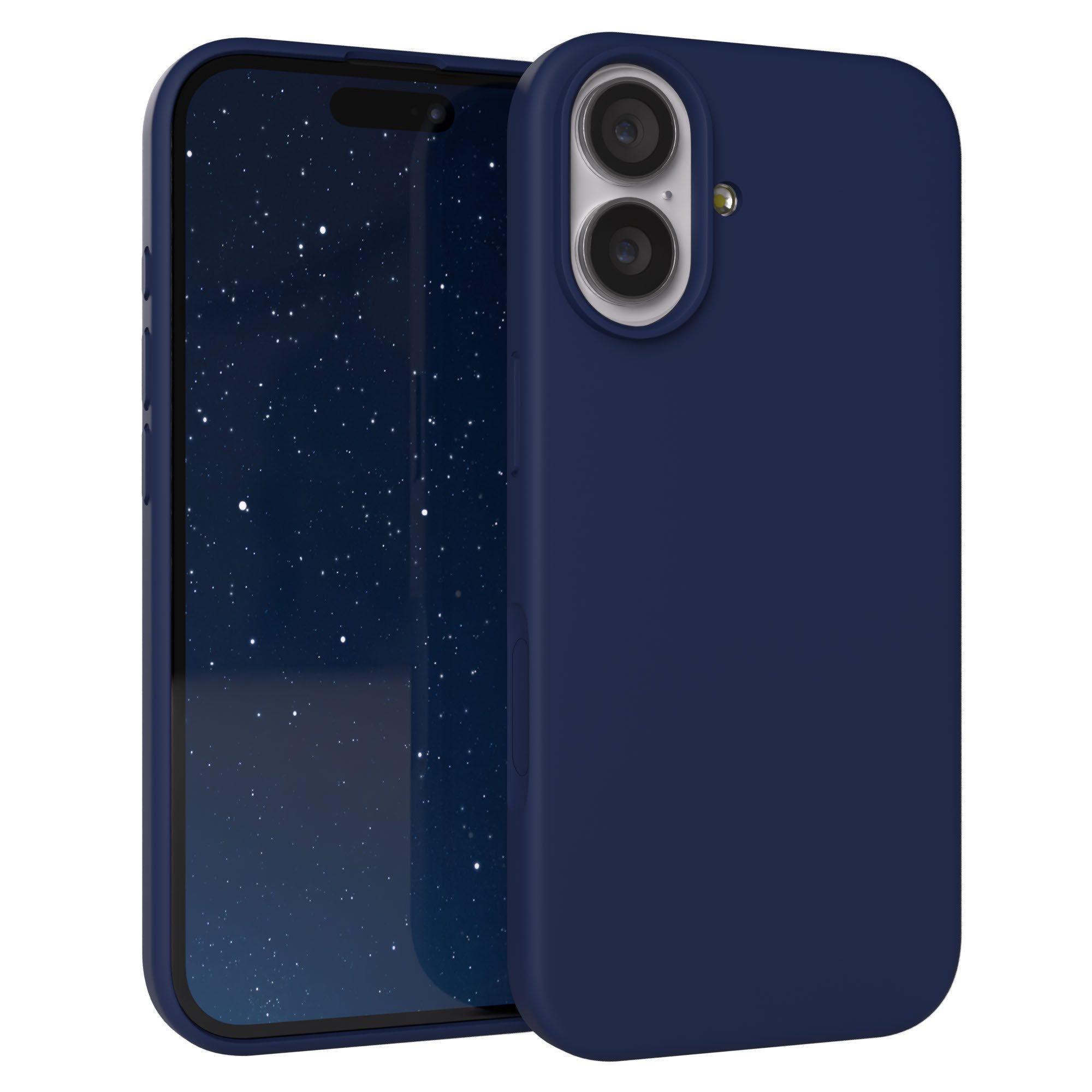 EAZY CASE Handyhülle für Apple iPhone 17 Hülle Silikon 6,3 Zoll, Handy Softcase Hülle Silikon mit Displayschutz Case Blau / Nachtblau