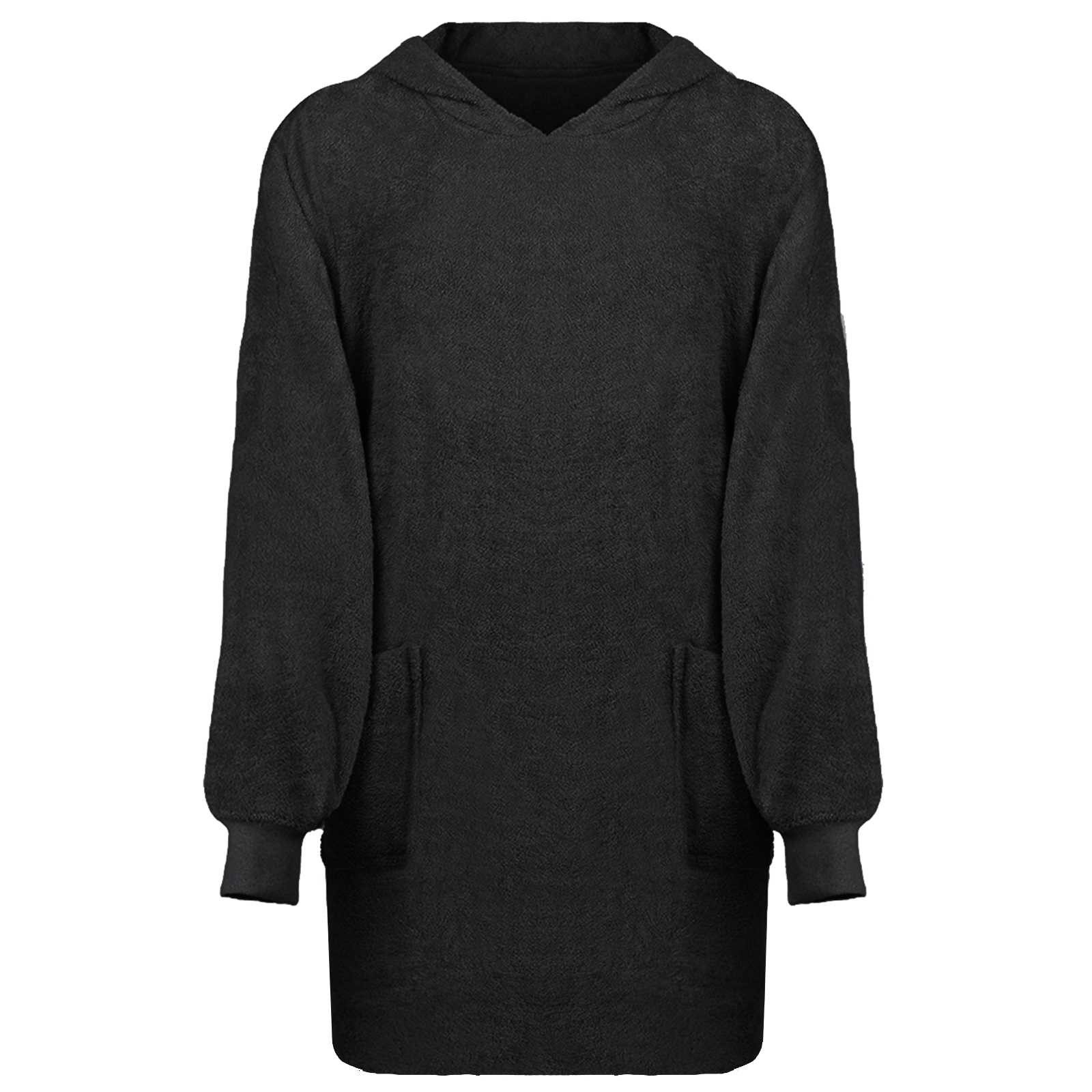 vidaXL Bademantel Decken-Hoodie KINN Schwarz L Baumwolle, Baumwolle