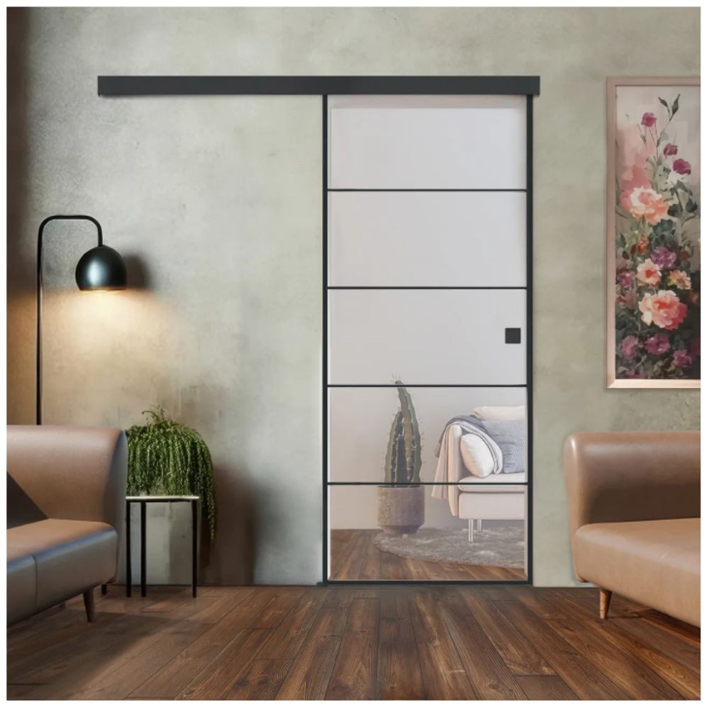 HORI Glastür Glastür aus ESG Glas Zimmertür Modernes Loft-Design in Schwarz, Thermisch behandeltes Glas, erhöhte Stoß- und Schlagfestigkeit