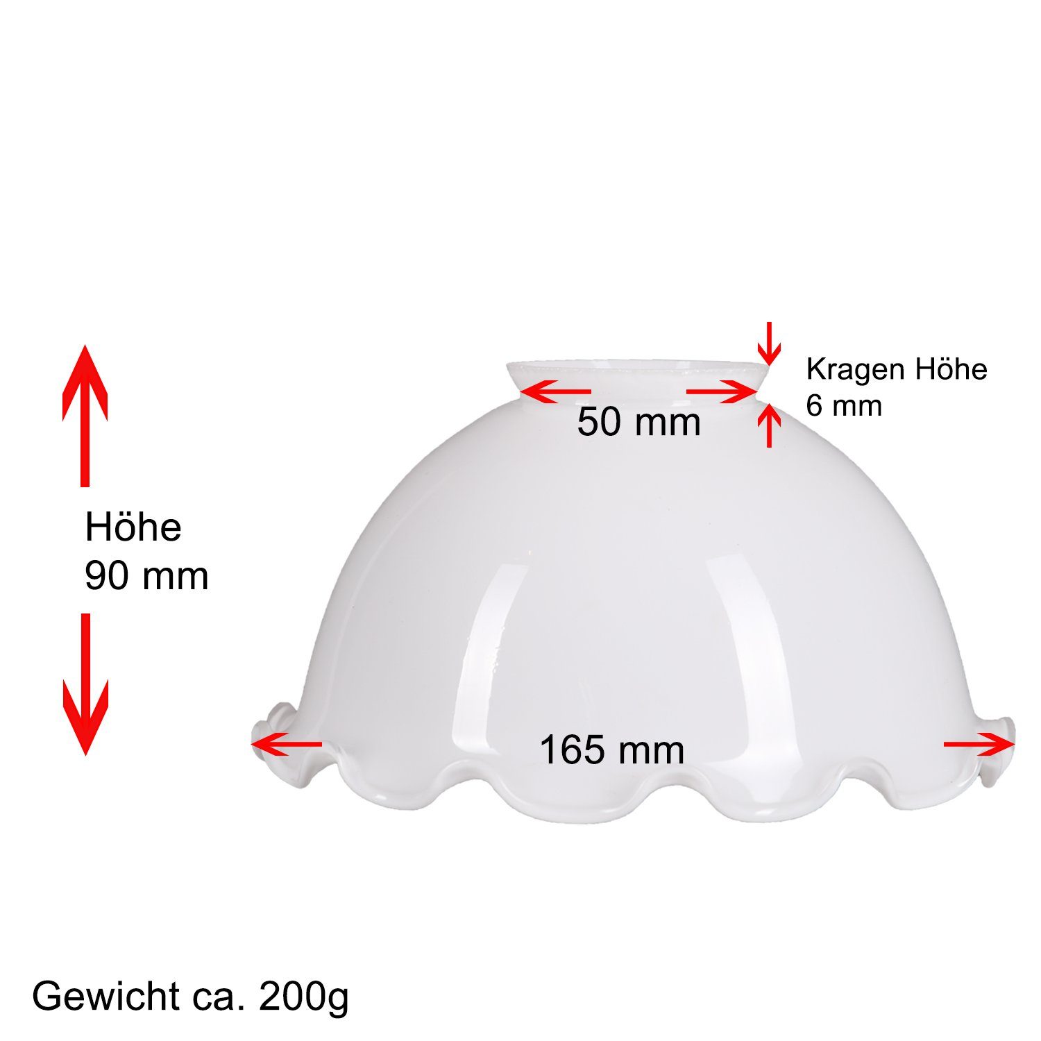 Home4Living Lampenschirm Lampenglas Ersatzglas mit Rüsche Opalglas Weiß Ø 1 günstig online kaufen