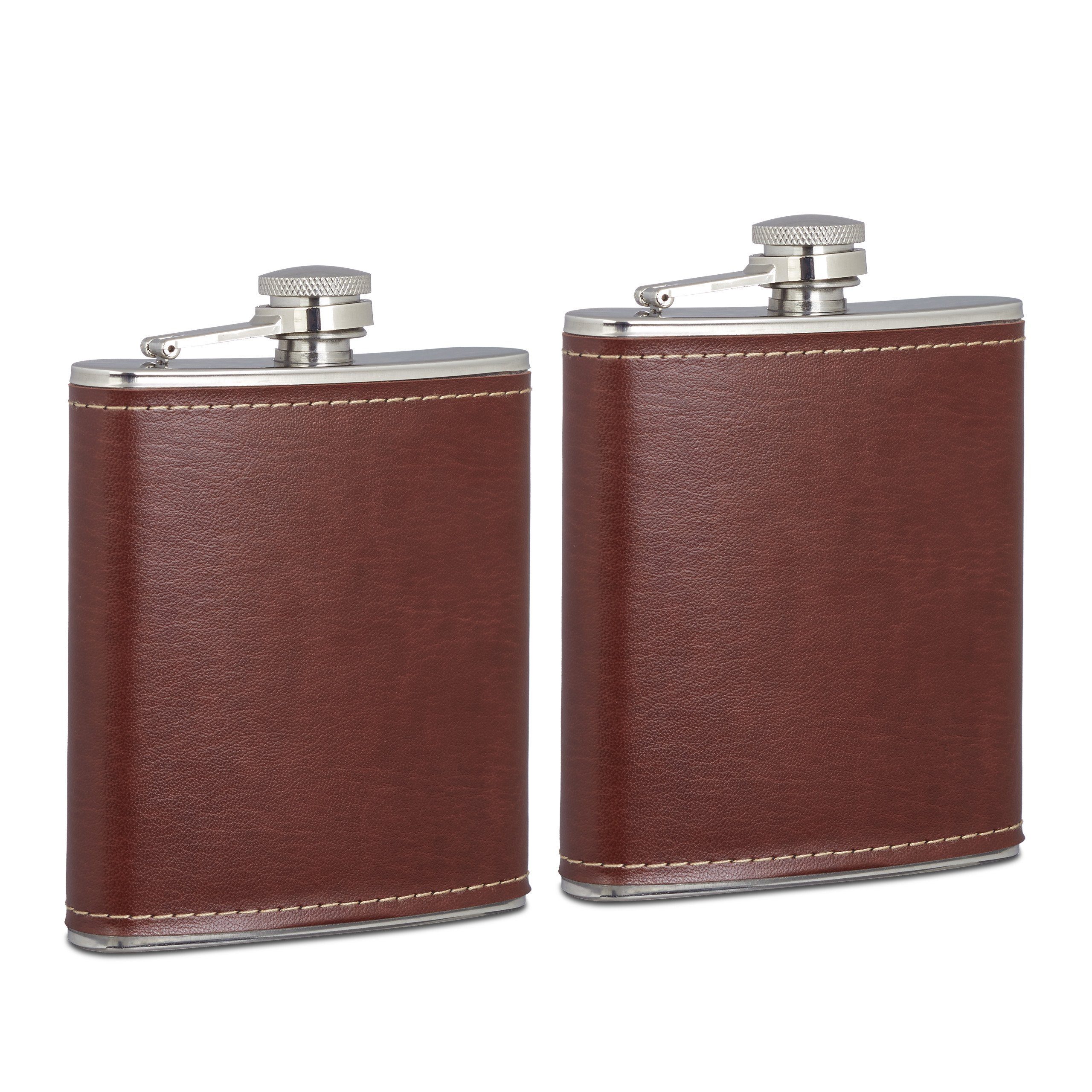 Flachmann 2 x Flachmann 200ml mit Kunstleder