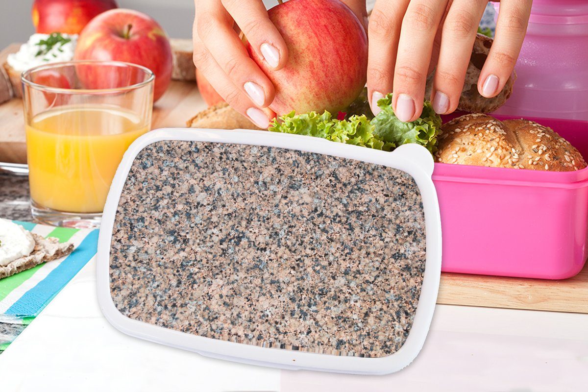 Grau, MuchoWow Kinder, - rosa - - Kunststoff Snackbox, Stein für Brotbox Lunchbox Granit (2-tlg), Erwachsene, Braun Brotdose Mädchen, Design - Kunststoff, Muster -