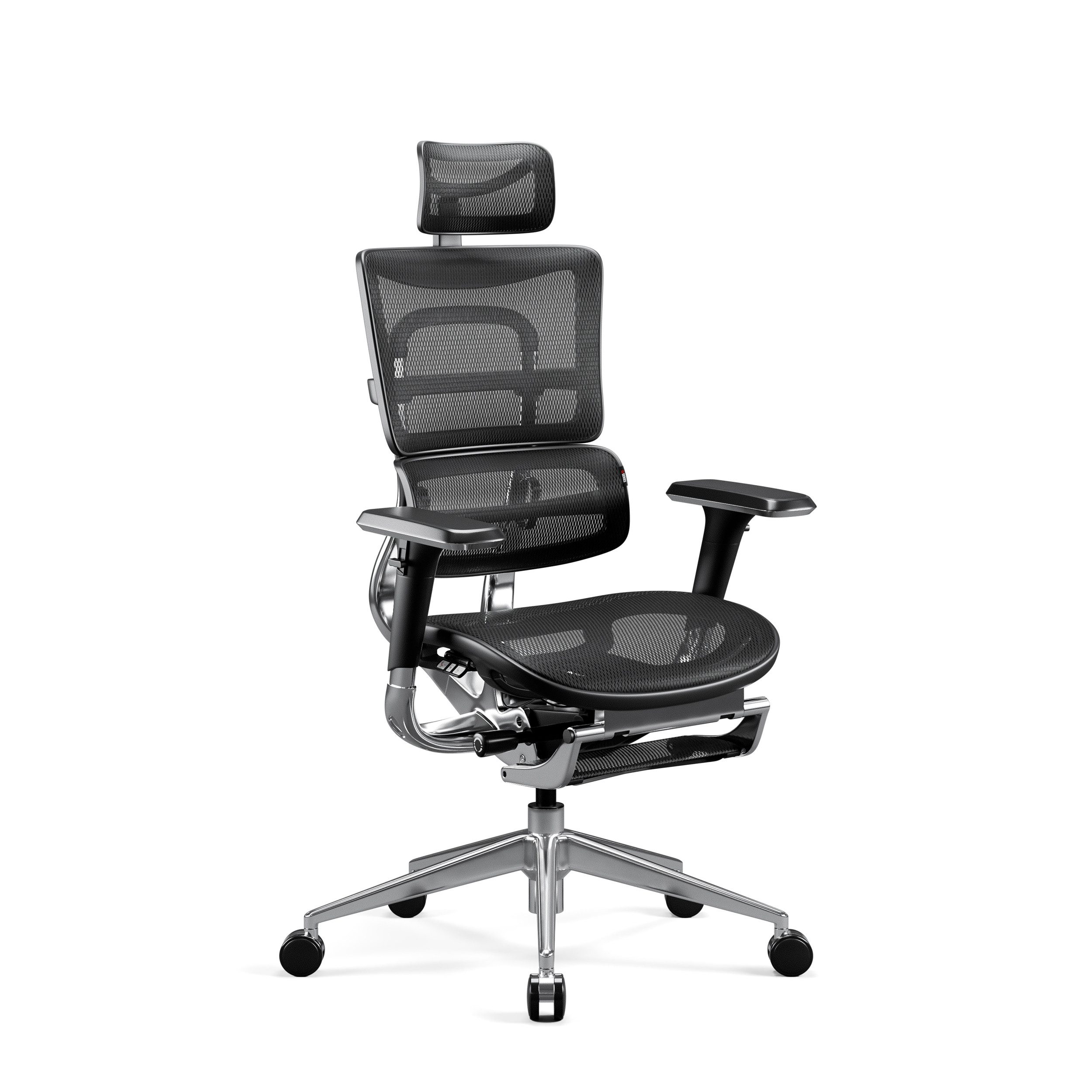 DIABLO CHAIRS Bürostuhl V-Master Netzstoff ergonomisch Metallbase 150kg Fußstütze (Beinstütze ausklappbar, Sitz verstellbar, Lendenwirbelstütze), Kopfstütze 3D-Armlehnen Lendenstütze Sitz verstellbar