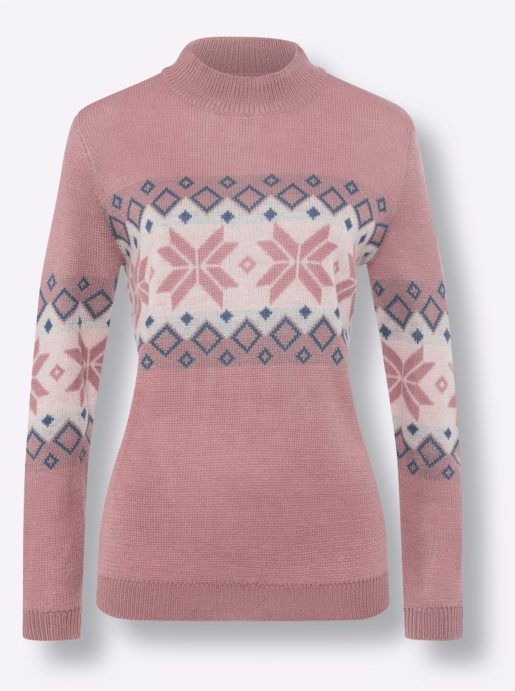 Sieh an! Strickpullover Stehkragen-Pullover Langarm Jacquard