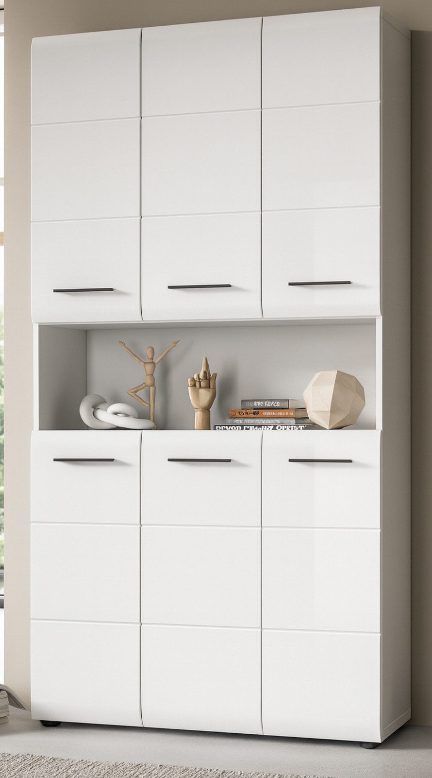 Inn.Furn Hochschrank Cover (Bad- und Mehrzweckschrank in weiß Hochglanz, 6- günstig online kaufen