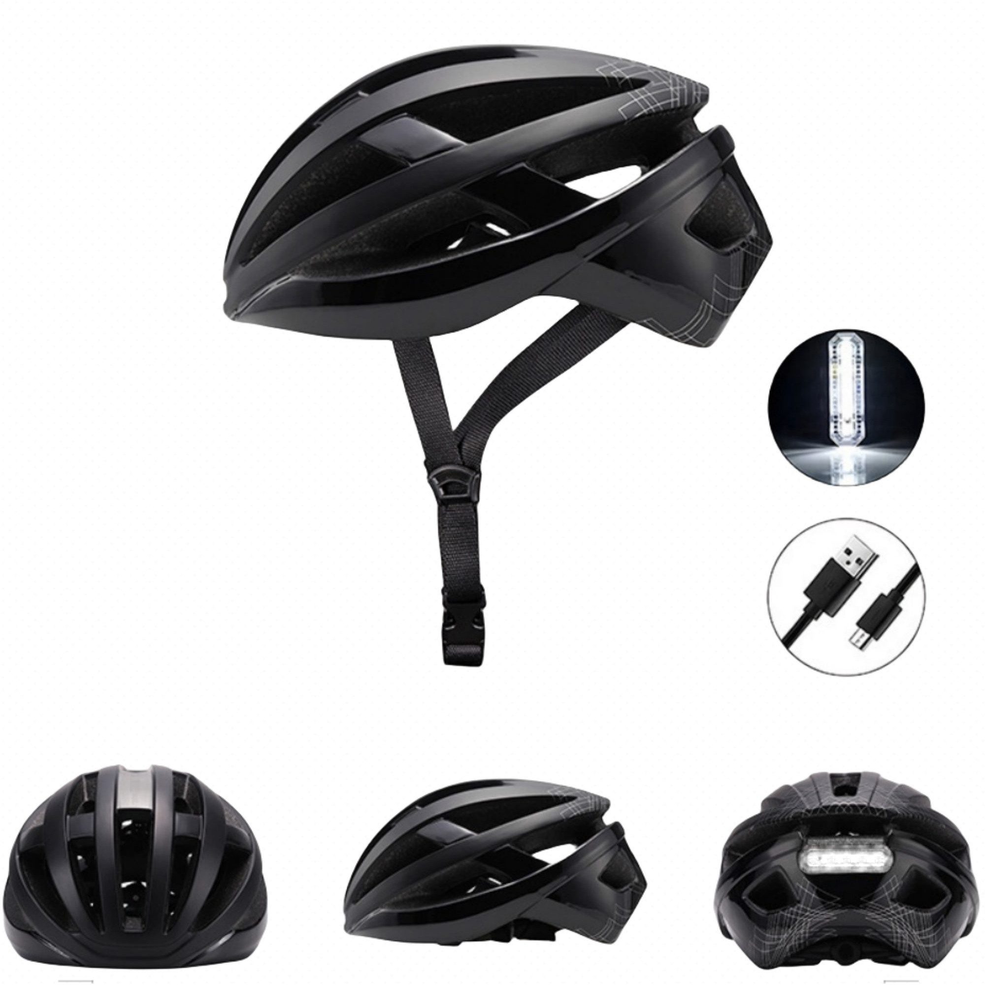 YVMOOEC Fahrradhelm Sicherheits Fahrradhelm mit USB Lade Rücklicht für Nachtfahrten (Geeignet für Mountainbikes, Trailbiking, etc), Stoßabsorbierendes EPS-Innenfutter